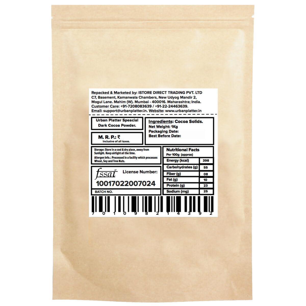 urban platter Urban Platter Special Dark Cocoa Powder, 1Kg