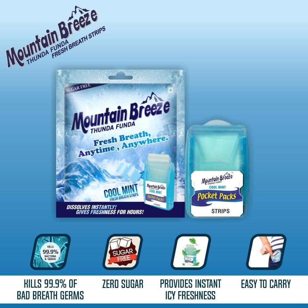 Mountain Breeze Mountain Breeze Oral Hygiene Mouth Freshener Sugar Free Coolmint Flavoured Breath Strips (18 Strips each Cassatte) - Pack of 1(12 Cassette).