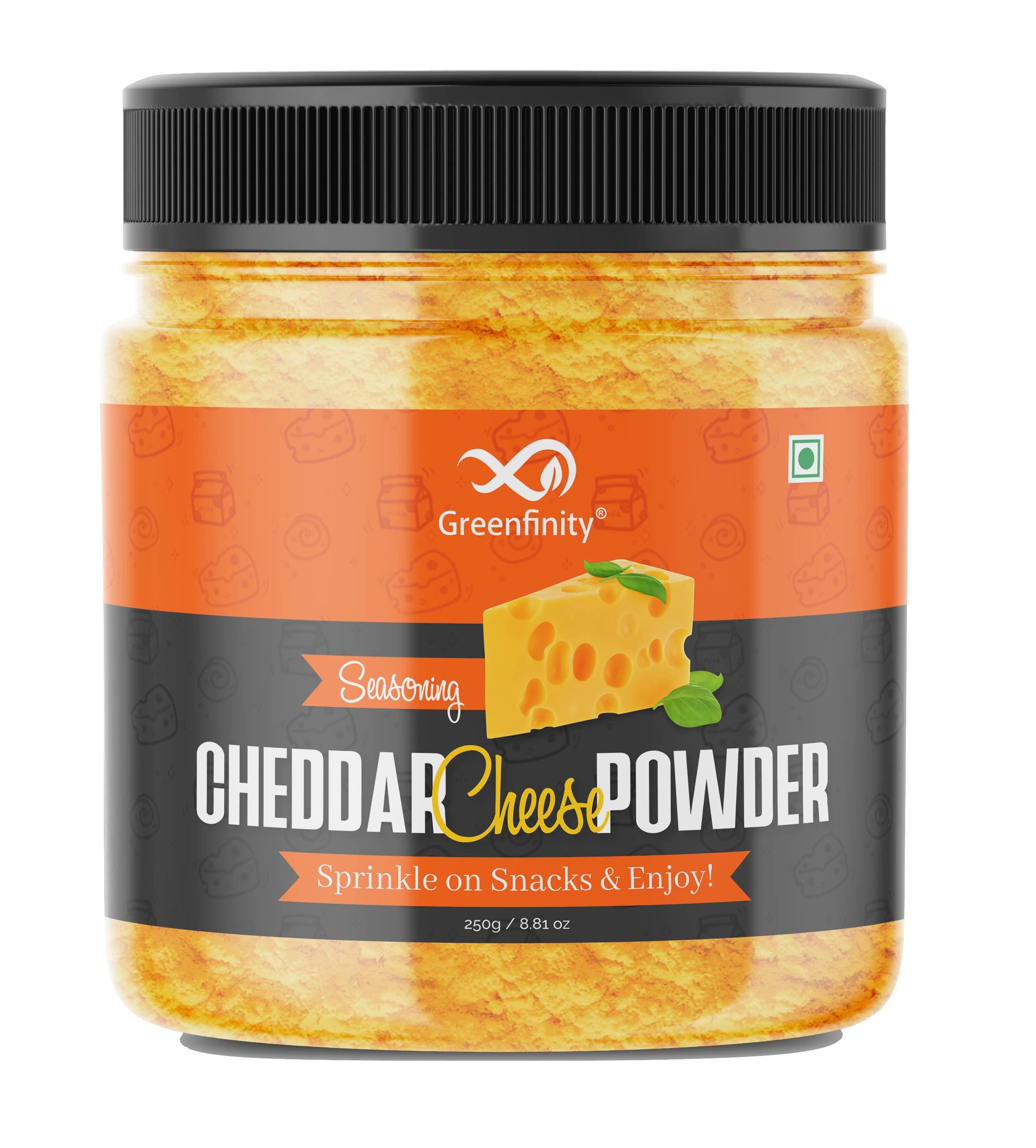 GreenFinity GreenFinity Cheddar Cheese Powder, 250g (Pack of 1) (Best for Make Delicious Cheese-Flavoured, Pop-Corn, Pizza, Pasta, French Fries etc)