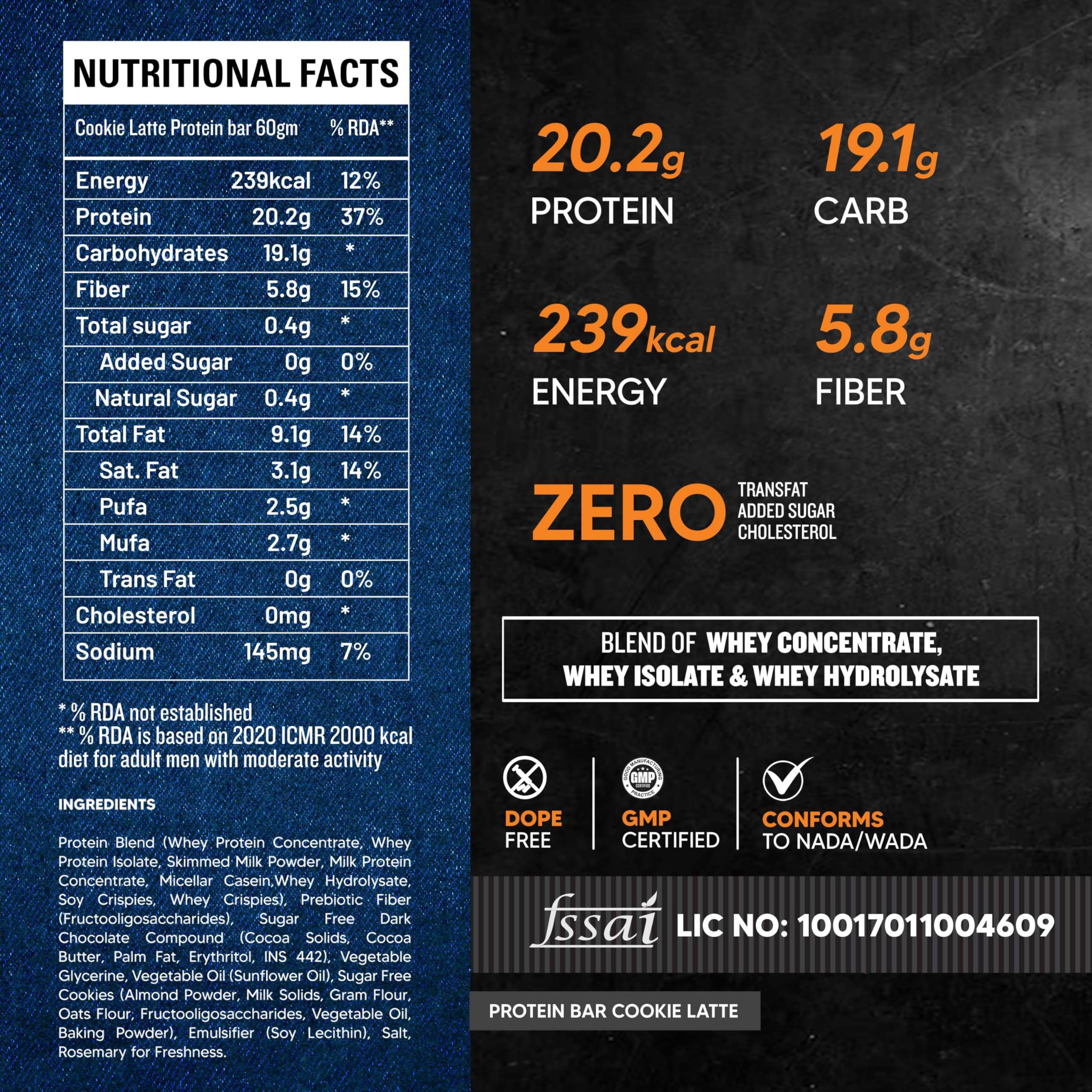 Asitis Nutrition Asitis Nutrition Atom High Protein Bar,20Gm Protein,Zero Transfat,Zero Added Sugar,Whey Protein Concentrate, Isolate & Hydrolysate As Protein Source,Pack Of 6 (60Gm X 6),Lathe Cookie