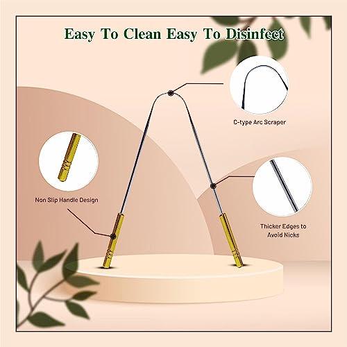 nurpi NURPI Tongue Scraper Medical Grade 100% Stainless Steel Tongue cleaner with brass handle for Oral Care & Bad Breath, Easy to Use for Adults for pc 5