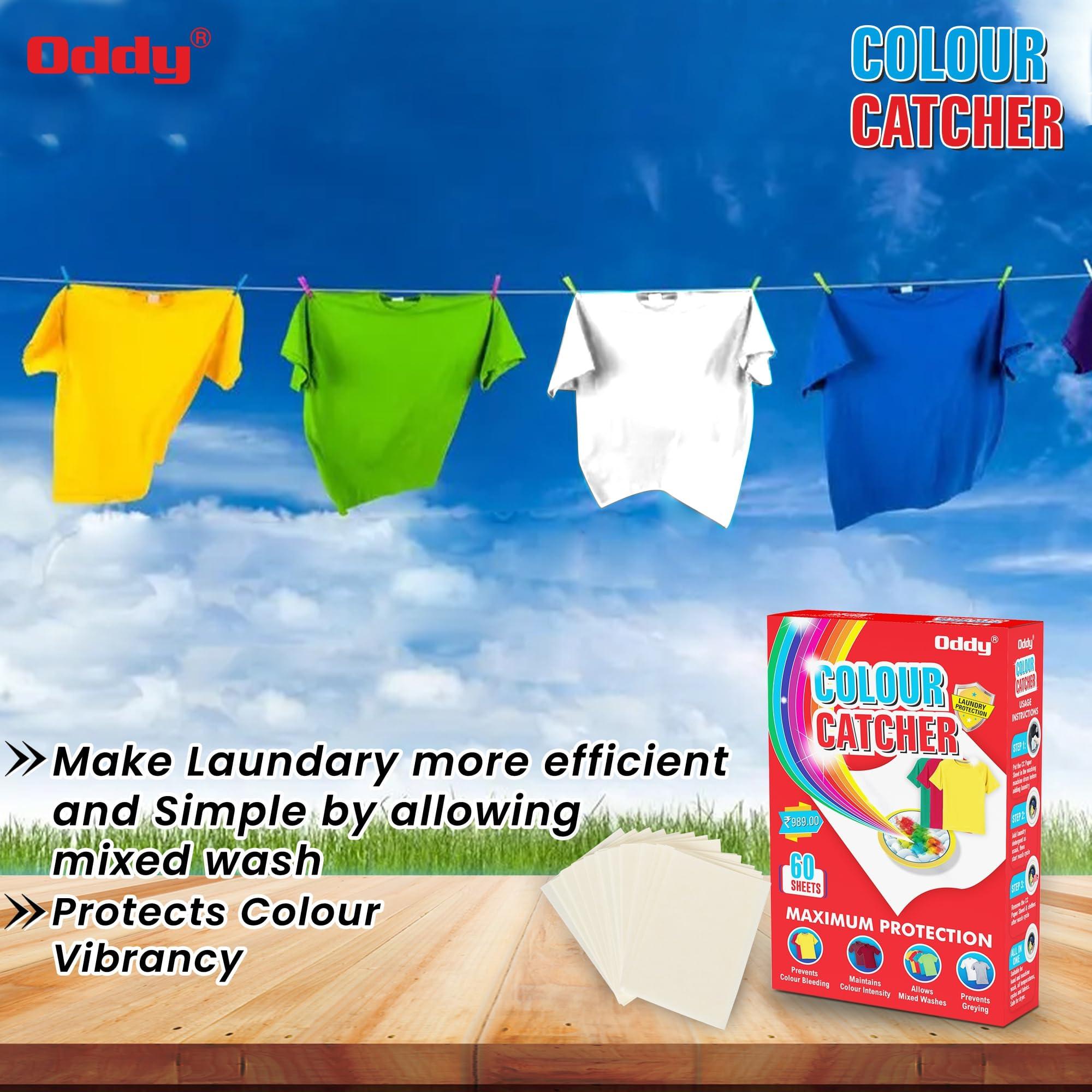 Oddy Oddy Colour Catcher 60 Sheets For Laundry, Allow Mixed Washes, Prevent Colour Runs And Maintain Original Colour Of Clothing, Pack Of 60