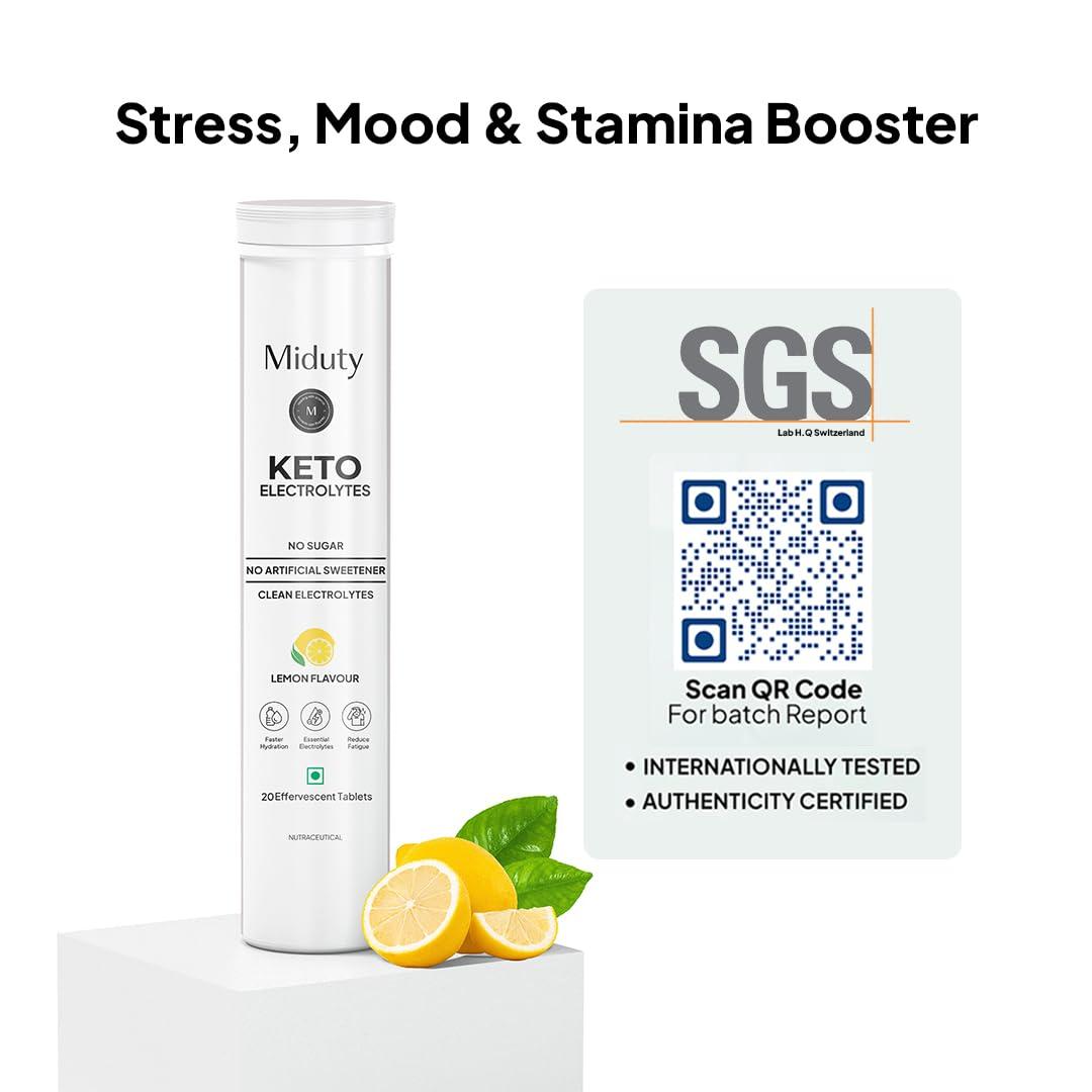 Miduty Miduty By Palak Notes Electrolytes Drink - Instant Hydration Drink - Lemon Flavor - Sugar-Free Electrolyte Drink - No More Fatigue And Dizziness - Hydration Electrolyte,1 Count,20 Capsule