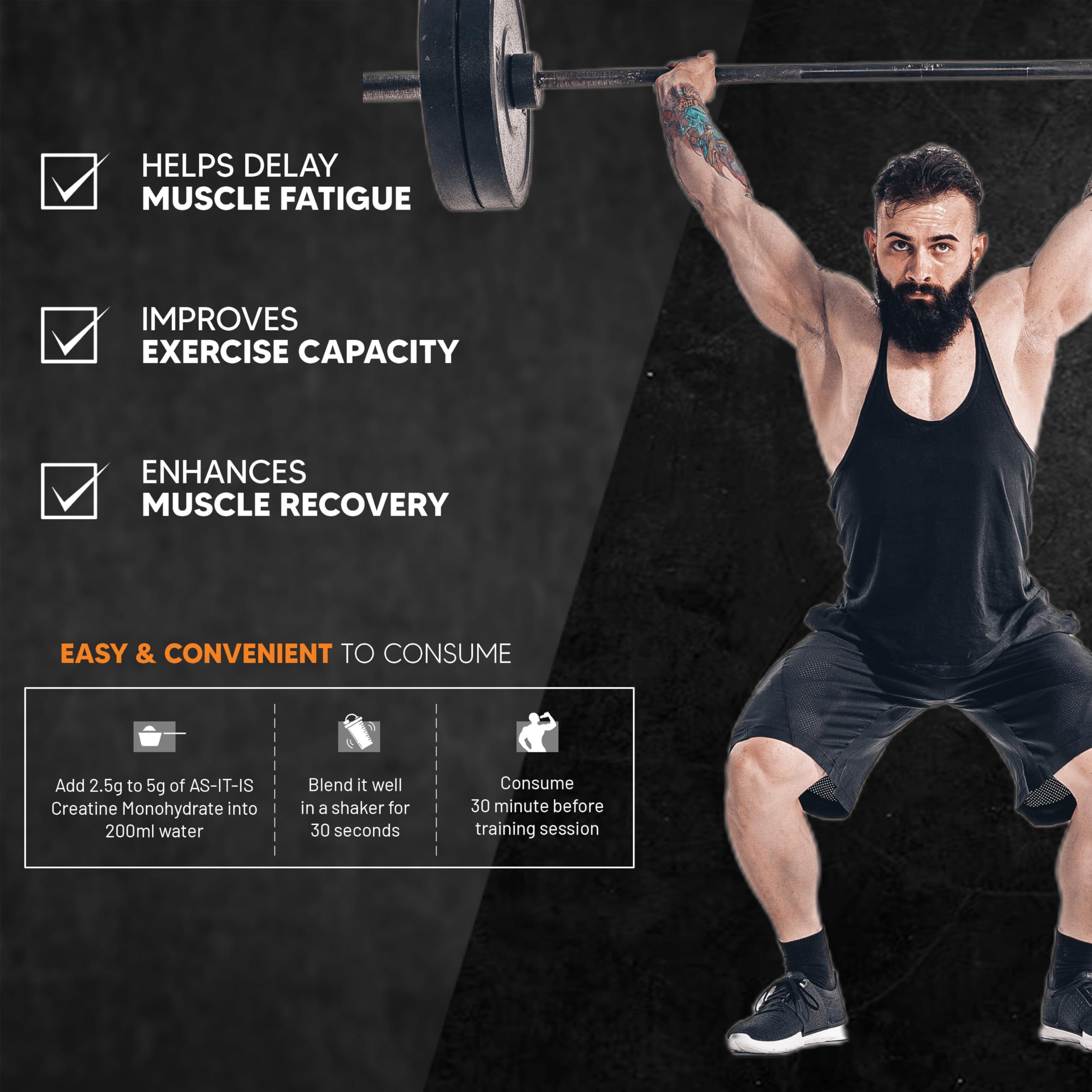 Asitis Nutrition AS-IT-IS Nutrition 100% Creatine Monohydrate, Pure 2.5g Micronized Powder with Rapid Dissolution & Absorption, USA Labdoor Certified for Accuracy & Purity, Supports Performance & Recovery- Unflavored, Single Ingredient- 150g (60 servings)