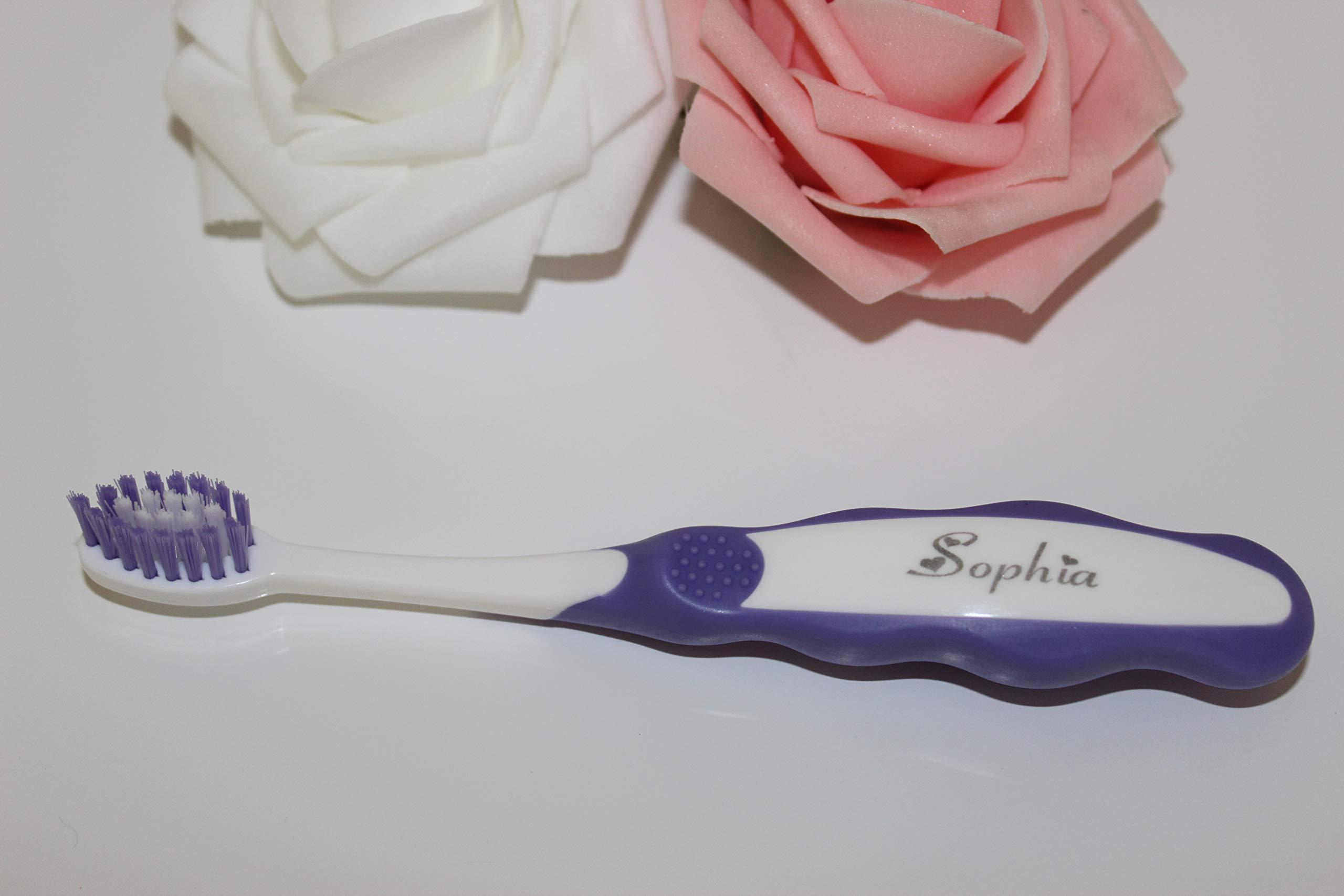 Precious Gift Company Personalized Toothbrush Kids Manual Toothbrush Age 2-6 4 Color Variety Pack Any Name/Message Engraved 4 Pack - Personalized Gift