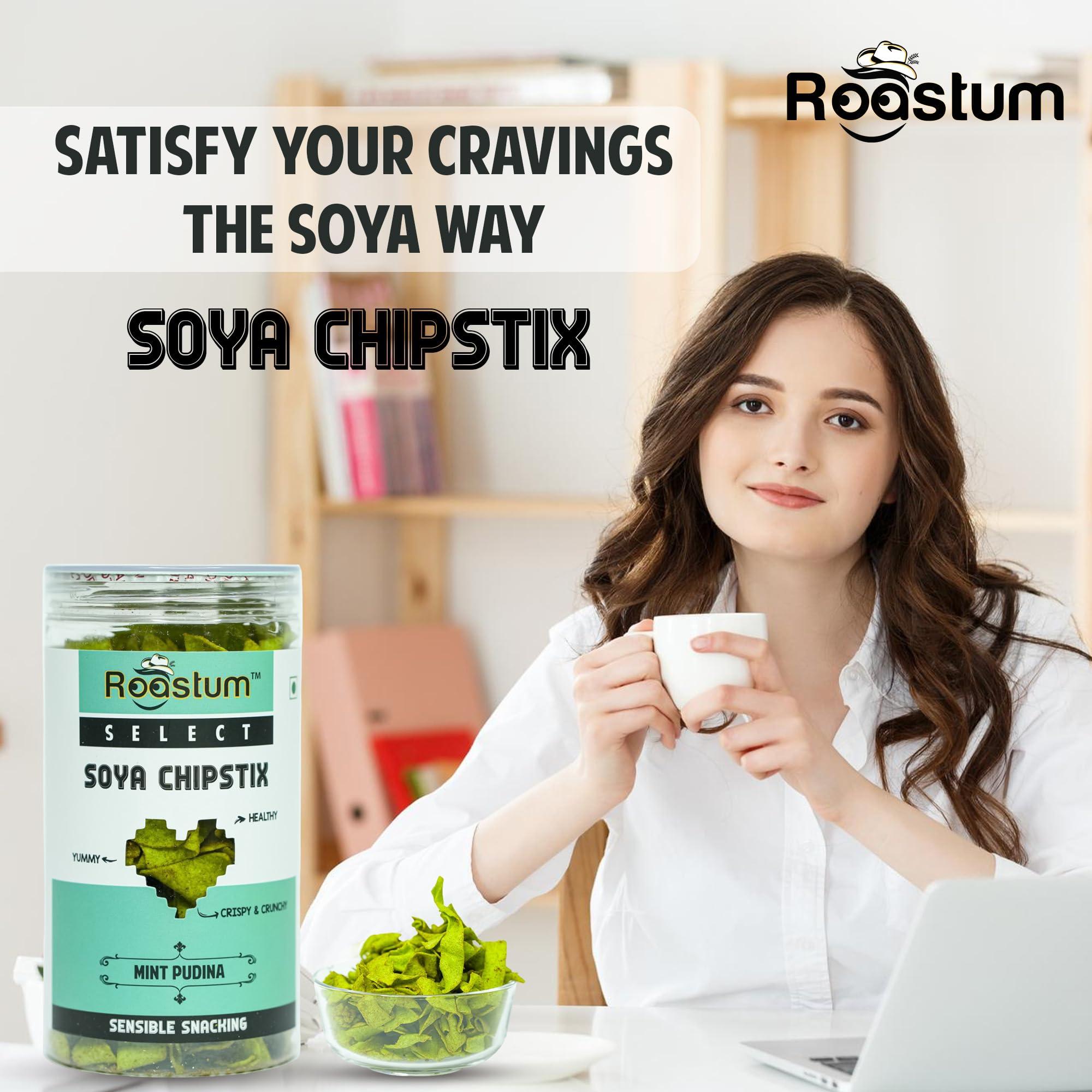 Roastum ROASTUM Soya Chips Healthy Diet Snacks | Soya Sticks - Gluten Free | Diet Friendly Snacks, No Preservatives (Pack of 3, 420GM)