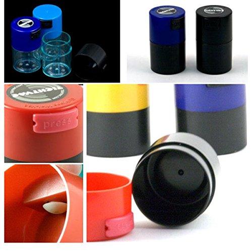 Tightpac America, Inc. Vitavac - 5g to 20 grams Airtight Multi-Use Vacuum Seal Portable Storage Container for Dry Goods, Food, and Herbs - Red Cap & Black Body