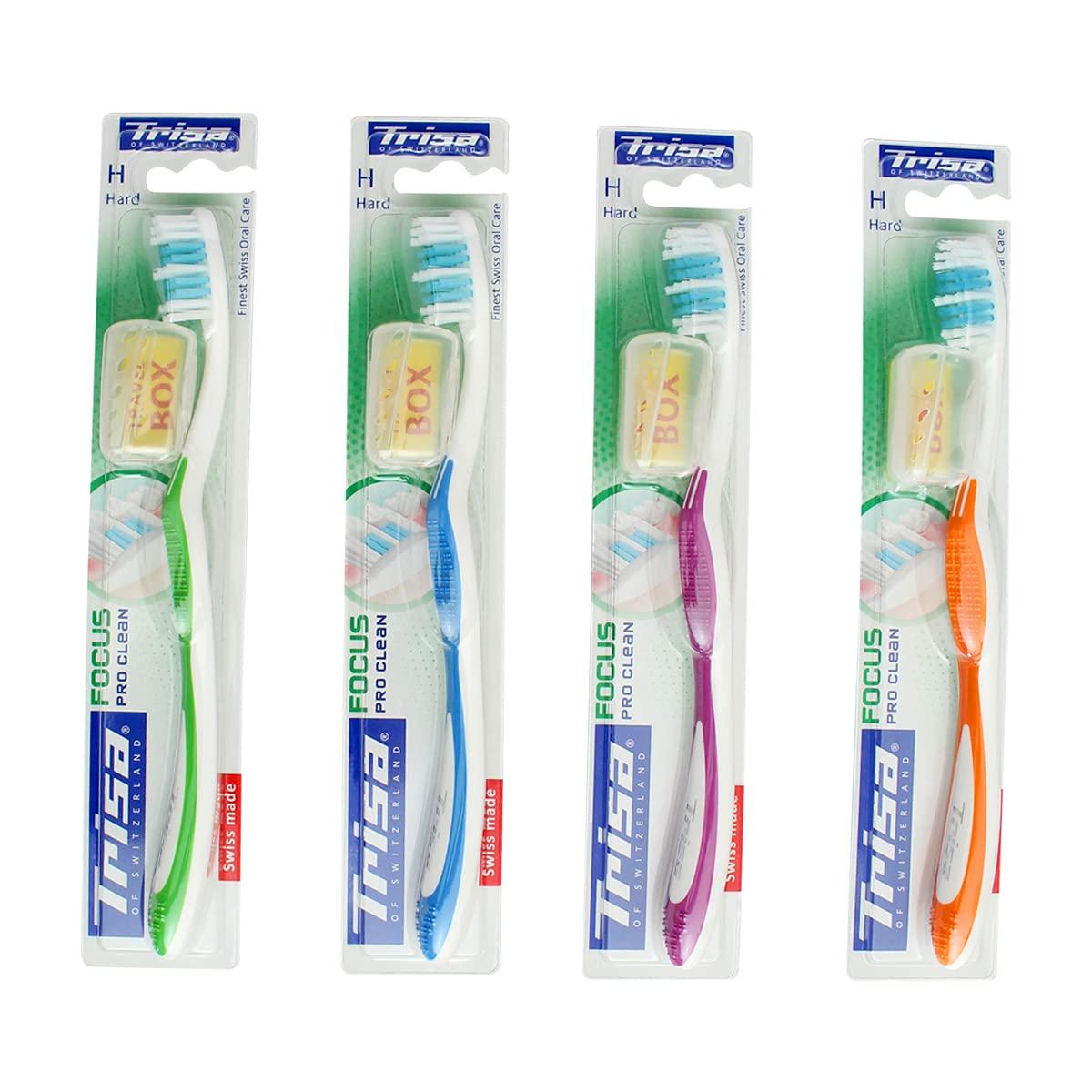 TRISA TRISA 8 Years And Above Focus Pro Clean Soft Manual Toothbrush With Hygiene Cap (Assorted Color), 1 count