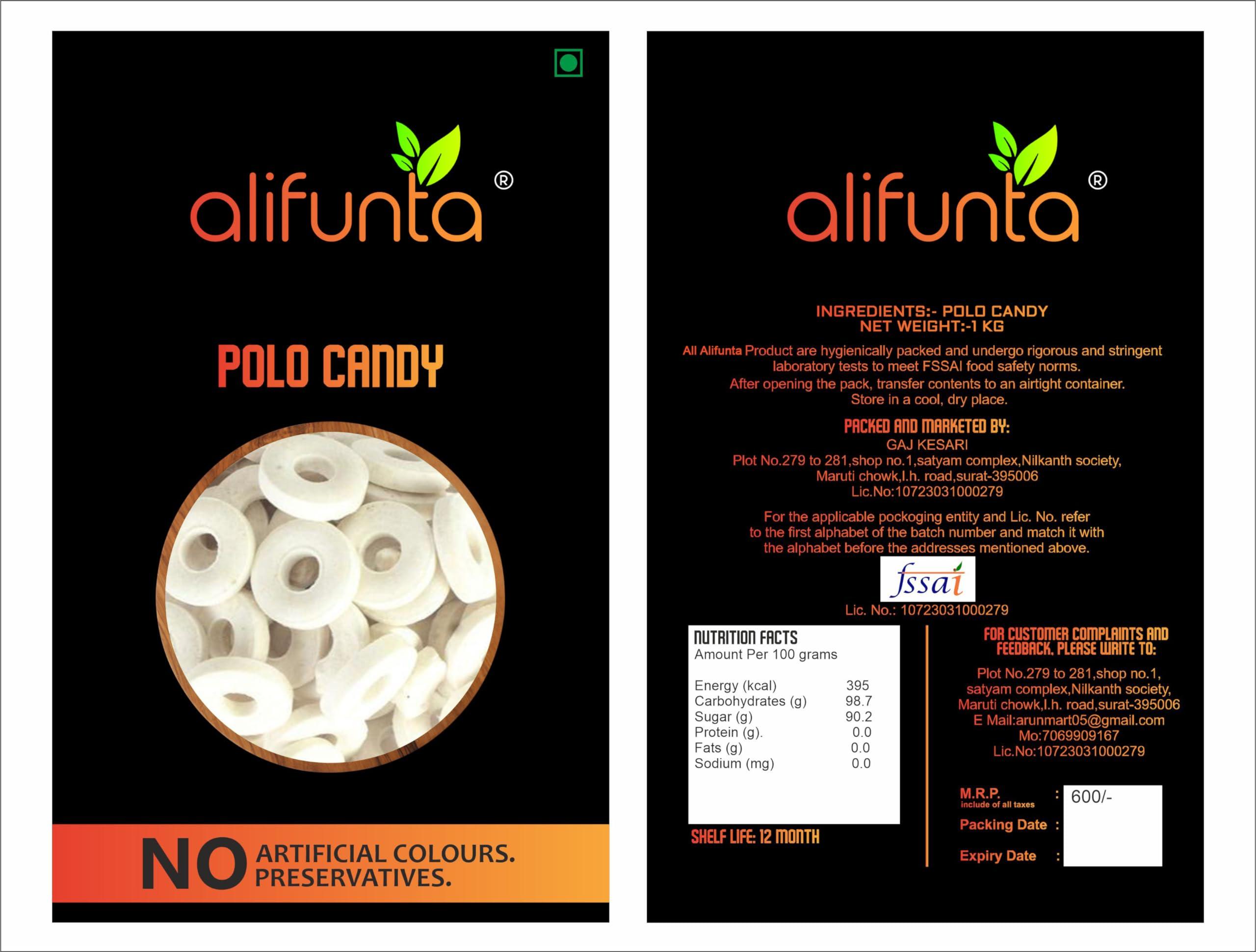 alifunta Alifunta Polo Candy| Mint Flavor|Original Mints| Hole Tubes | Polo Shape Candy| Vegetarian|(1 Kg)