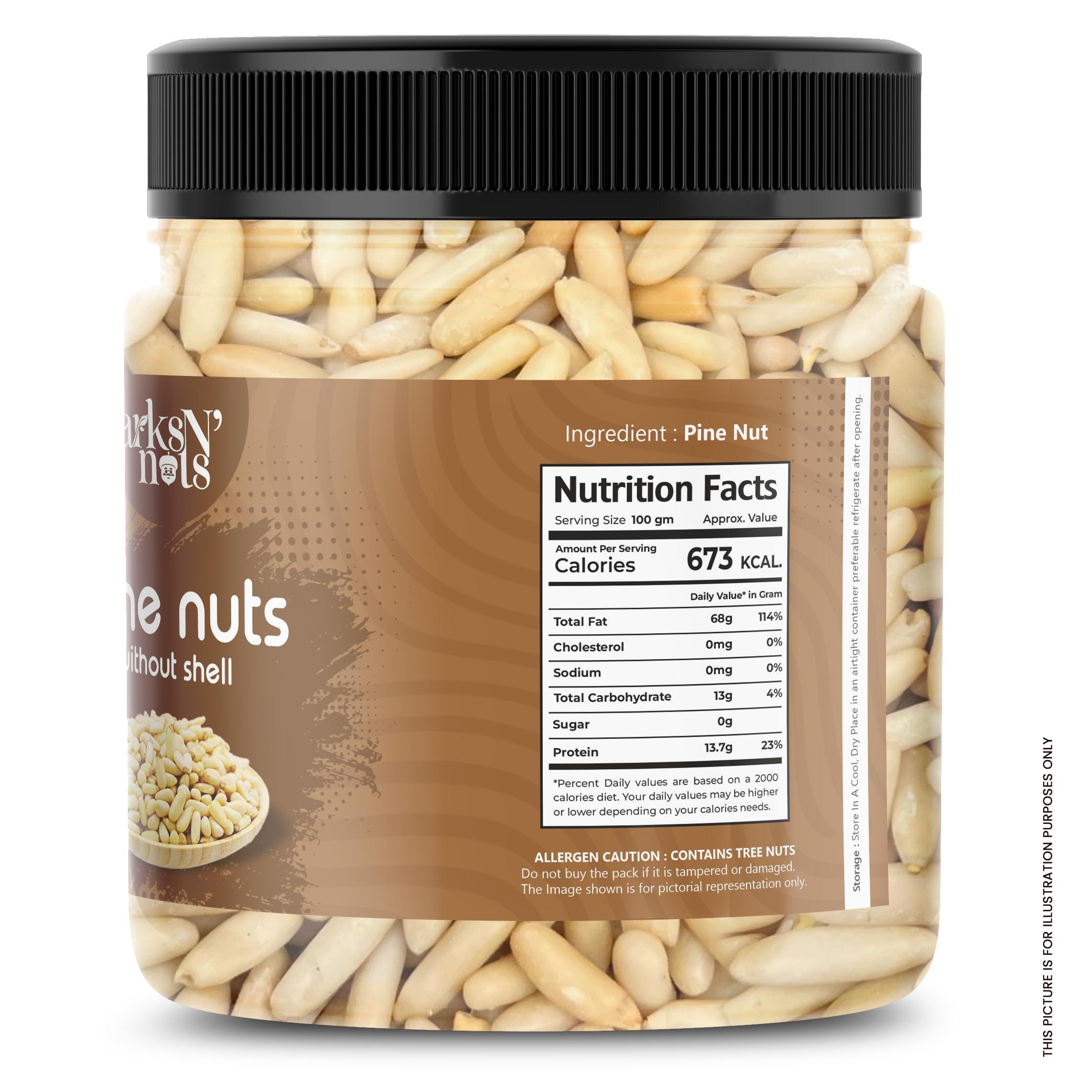 ARKS N NUTS ARKS N NUTS Chilgoza Dry Fruits Without Shell nut Jumbo Size Pine Nuts (Chilgoze/Chilgoja) | Pine Nuts without Shell | Chilgoza Giri | Chilgoja Seeds | Premium Pine Nuts Whole - 250 Gram