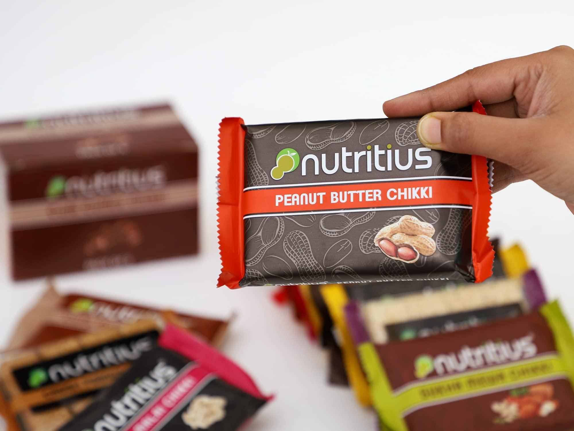 Nutritius Nutritius Peanut Butter Premium Soft Chikki 120 gram (Pack Of 12) + 1 Free Surprise Chikki (26G) | Peanut | No Preservative Colour Or Flavours