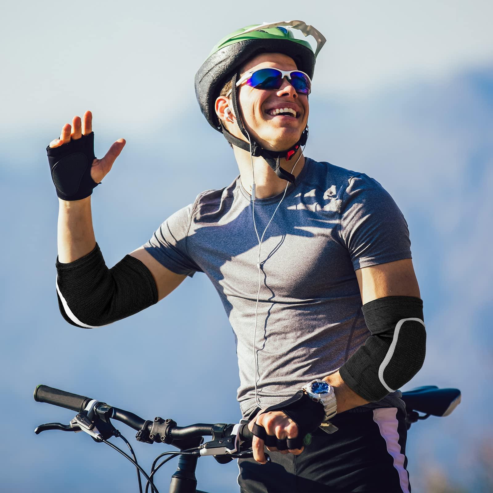 Unittype 2 Pair Elbow Pads Volleyball Breathable Protective Support Gel Pad Elbow Brace Arm Compression Elbow Pads Volleyball Elbow Pads for Teen Girls Boys Basketball Football Skating (Black, Rose Red)