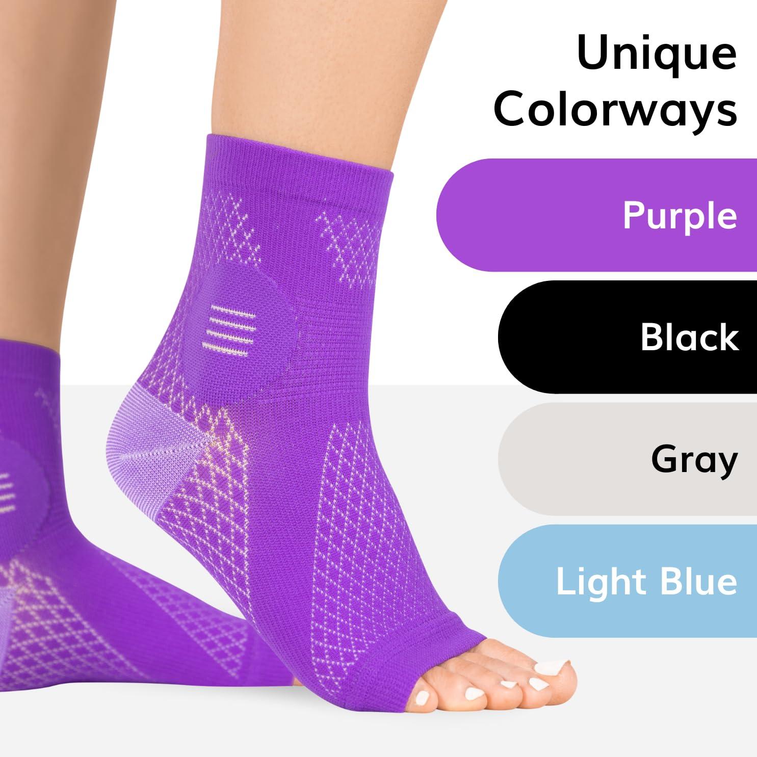BraceAbility BraceAbility Neuropathy Socks for Women and Men - Toeless Compression Foot Neuropathy Socks, Peripheral Neuropathy Socks, Diabetic Neuropathy Socks, Arthritis Socks (XL - Purple)