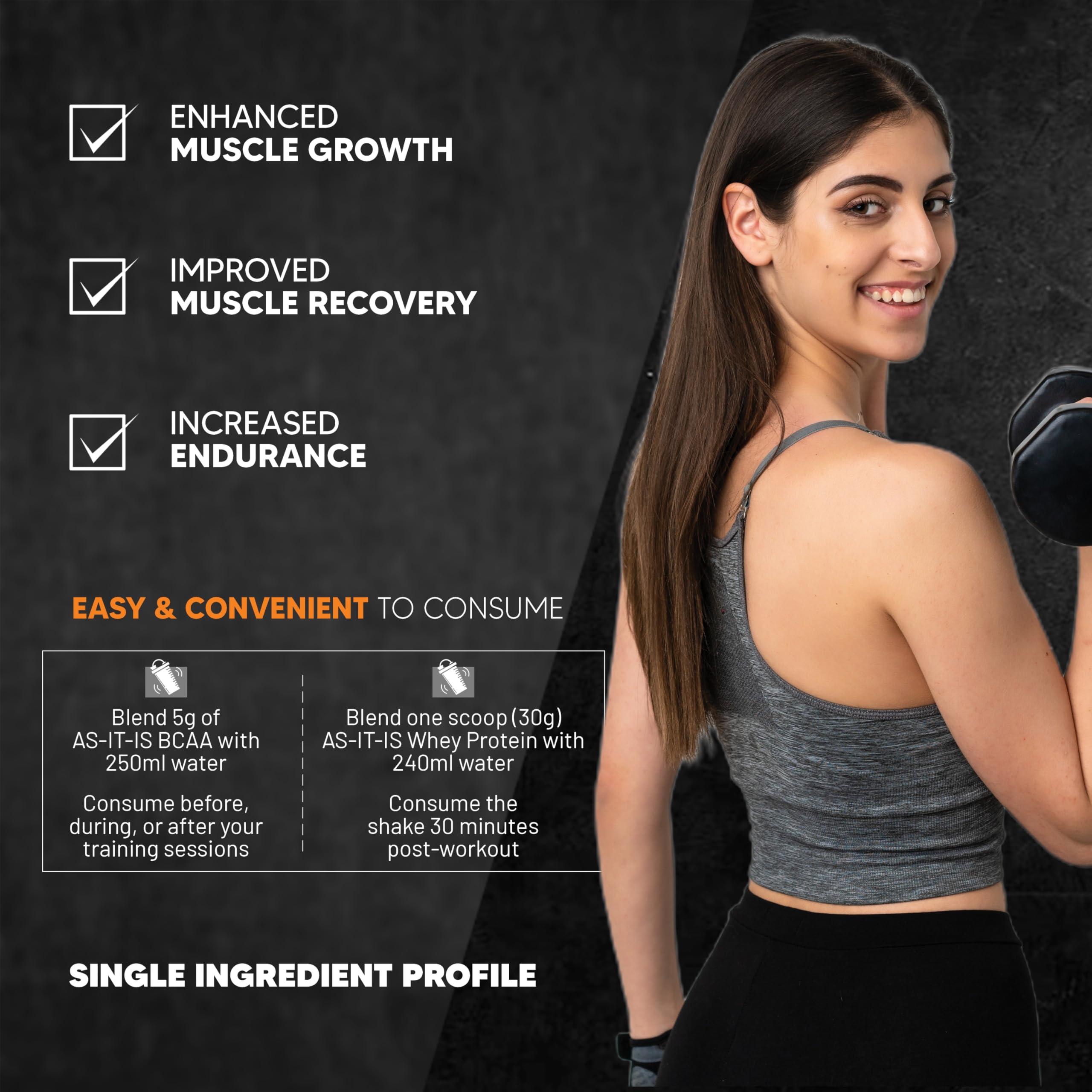 Asitis Nutrition AS-IT-IS Nutrition Whey Protein Concentrate 80% Unflavoured, Labdoor Certified (Whey Protein 1kg + BCAA 250gms)