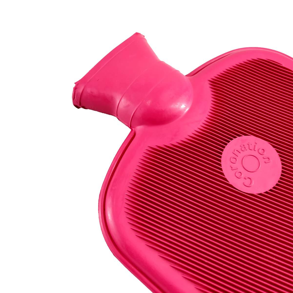 CORONATION Coronation 1.5 Litres Leakproof Rubber Hot Water Bottle for Pain Relief One Side Ribbed (Backpain, Neckpain, Stomachpain) (Pink)
