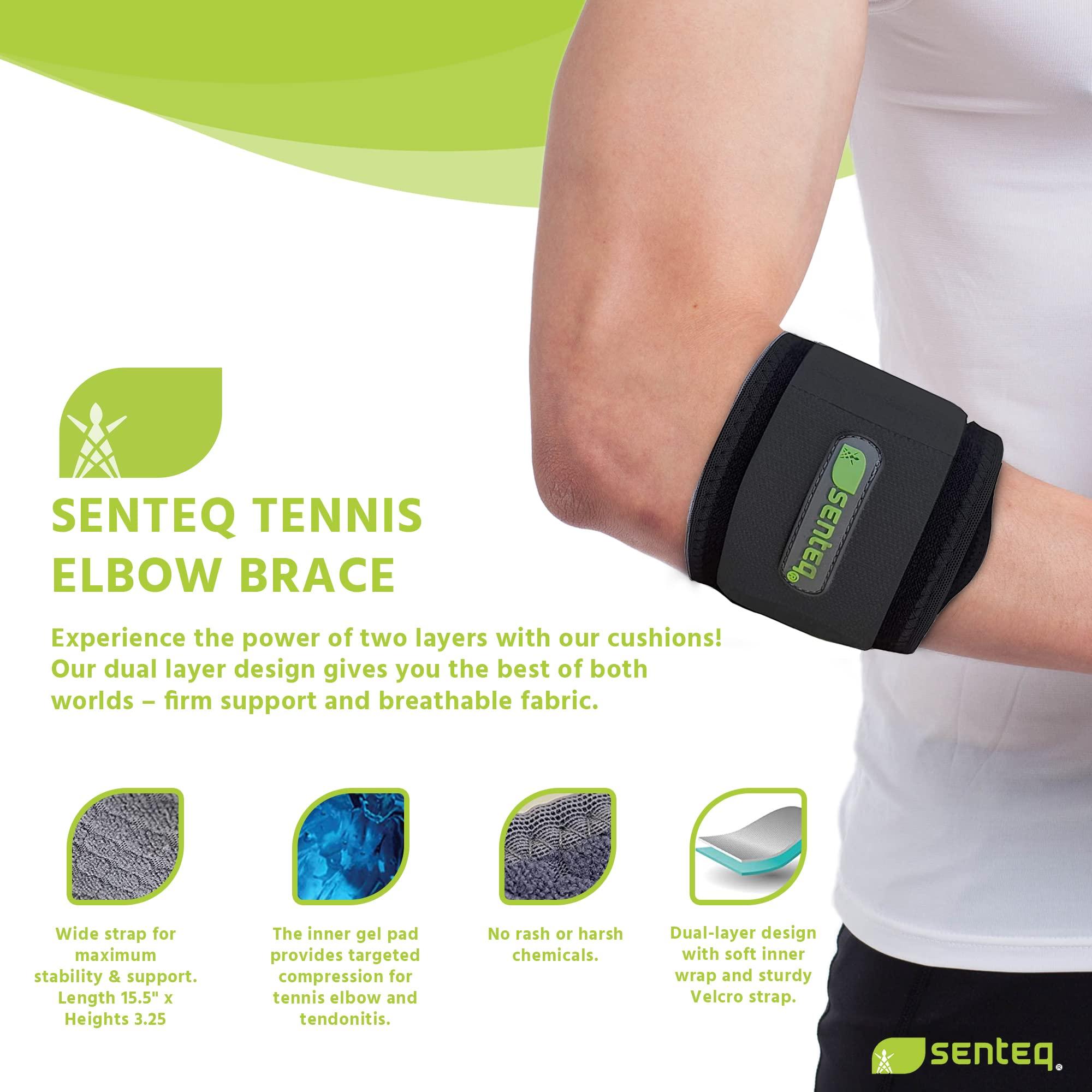 SENTEQ SENTEQ Tennis Elbow Brace Tendonitis for Men Women - Golfers Ulnar Nerve Entrapment - Golf Fitness Support Arm Compression Sleeve for Cubital Tunnel Syndrome - Bursitis Hinged Tennis Elbow (Black)