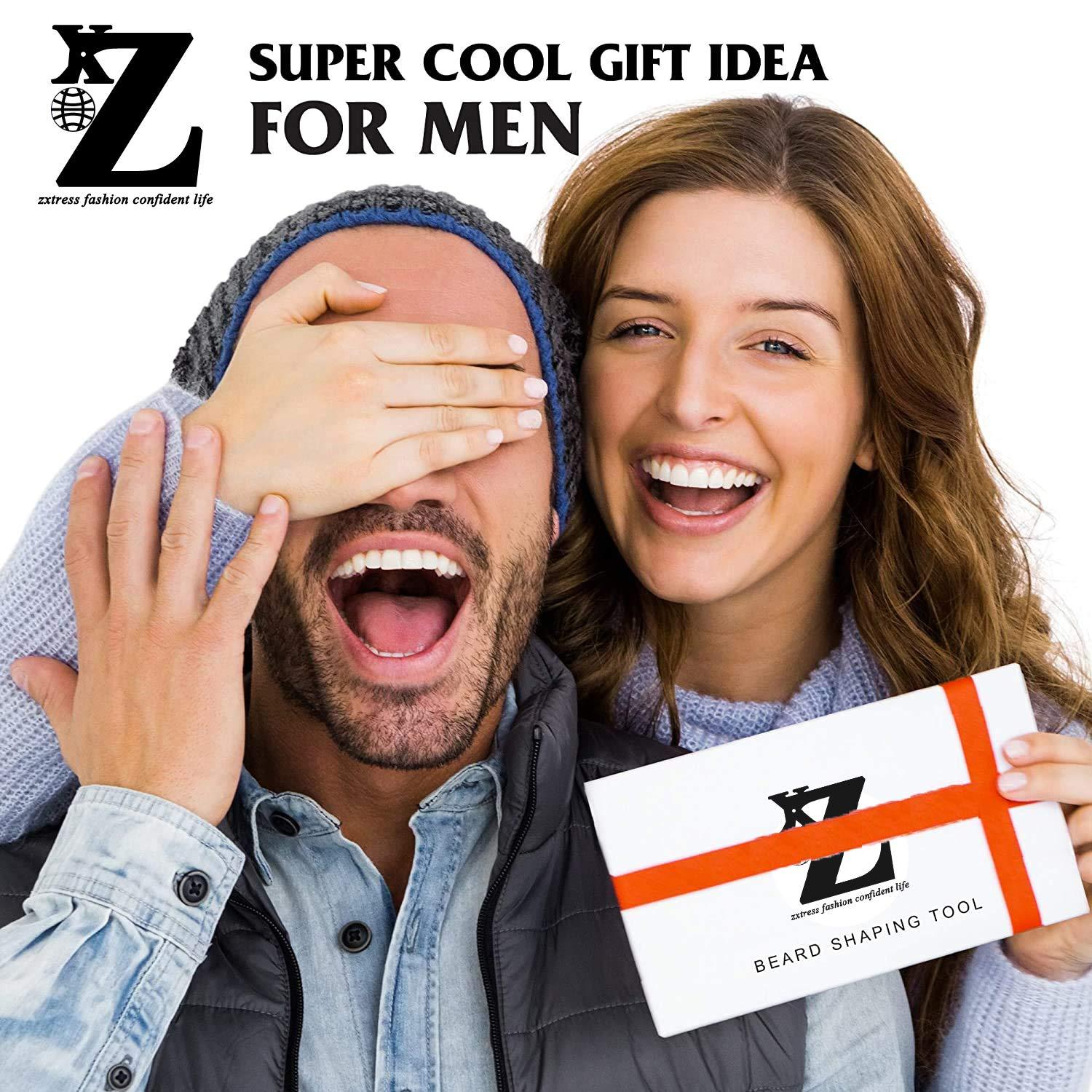 ZXTRESS Beard Shaping Styling and haircut tools for men - Perfect for Hairline Line-up, Edging - Stencil/Template for Trimming, Mustache, Goatee, Neckline, Great Gift