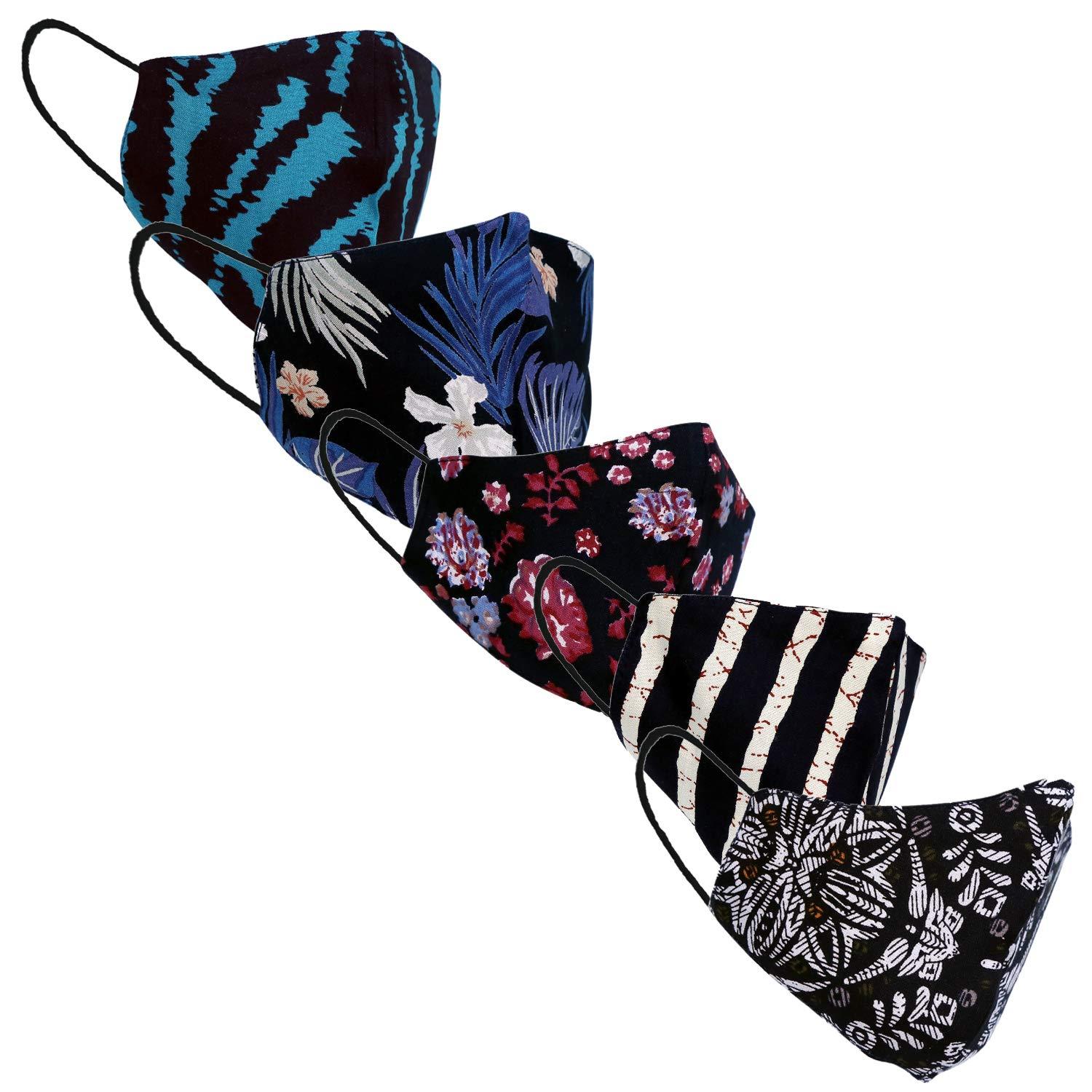 9 Impression 9 Impression Viscose Unisex Face Mask, Multi-colored - Pack of 5