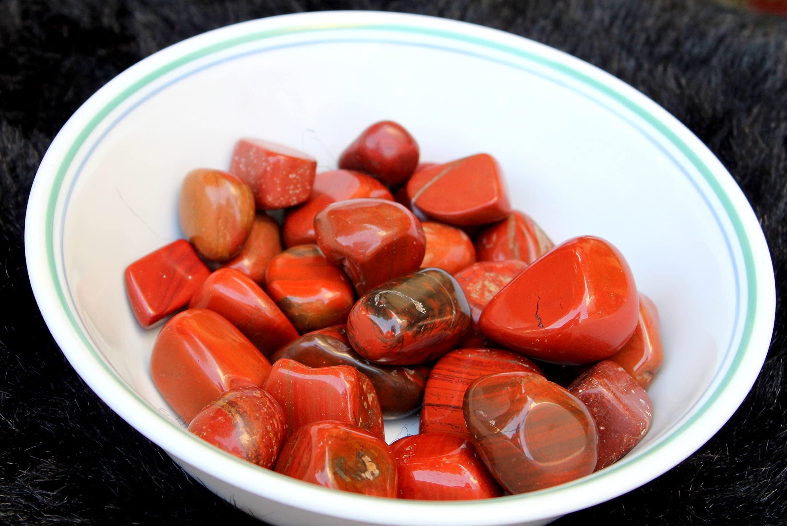 Jet International Crystal Jet Red Jasper Nice Tumbled Stone 100 gm Healing Positive Energy Reiki Pouch Aura