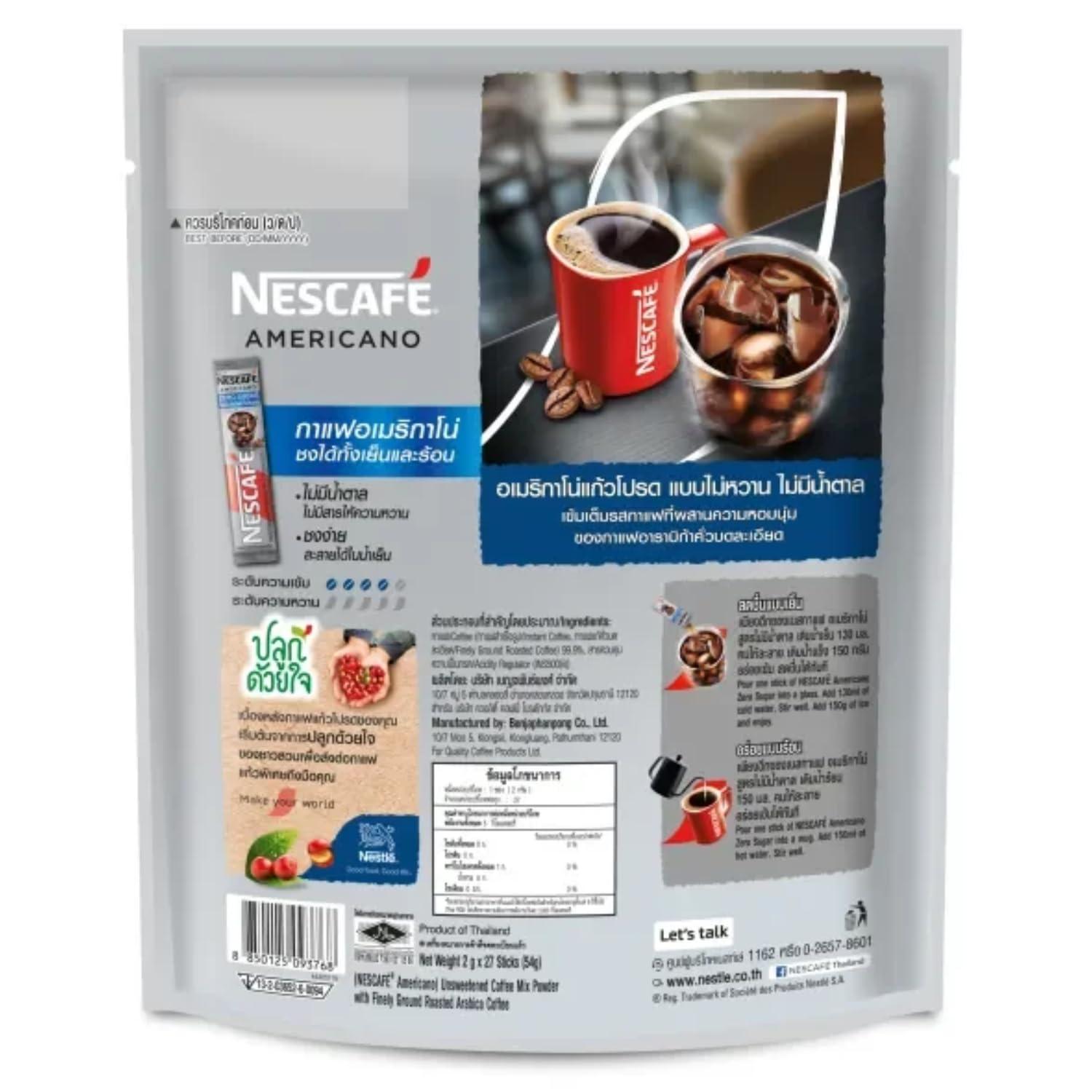 Nescafé Nescafe Zero Sugar Americano Coffee Satchet (27 Satchet) Imported, Powder
