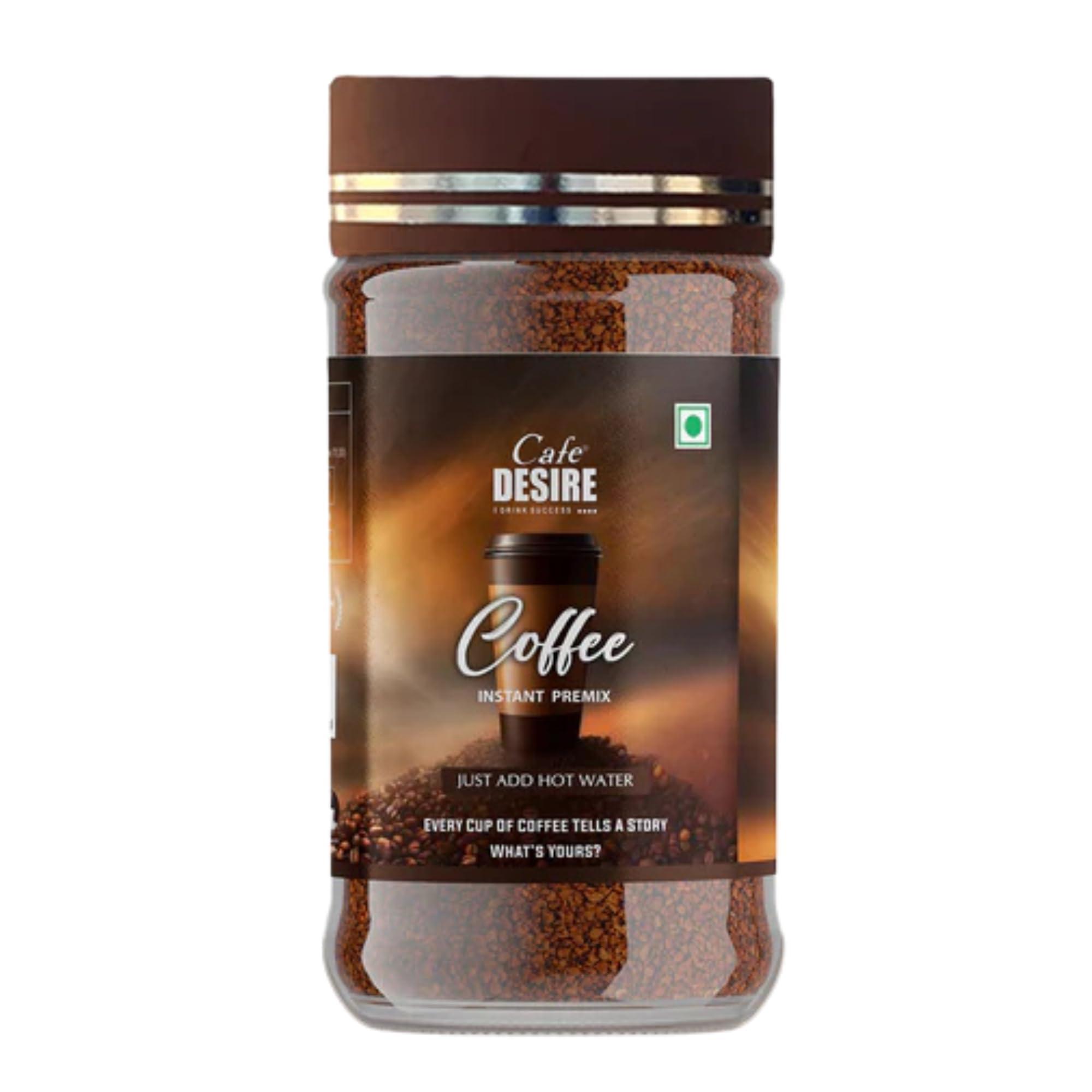 Cafe DESIRE I DRINK SUCCESS Cafe DESIRE I DRINK SUCCESS Instant Coffee Premix | Makes 40-50 Cups | 3-in-1 Premix | Just add hot water | 500g Jar