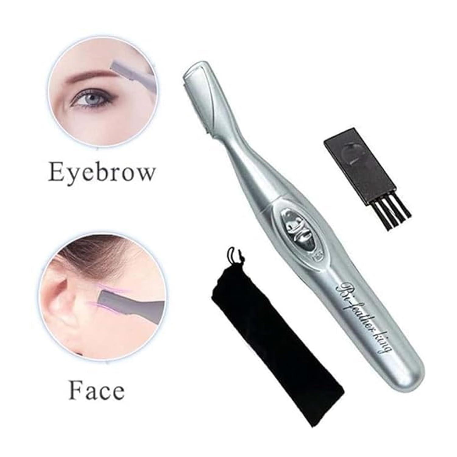 Monarch bizcom impex Monarch Bizcom Impex Bi-Feather King Eye Brow Hair Remover & Trimmer| Portable Mini Battery Powered Painless Tool| Hair Remover Epilator Pen for Women AND MEN (Free Carrying Pouch & a Cleaning Brush)