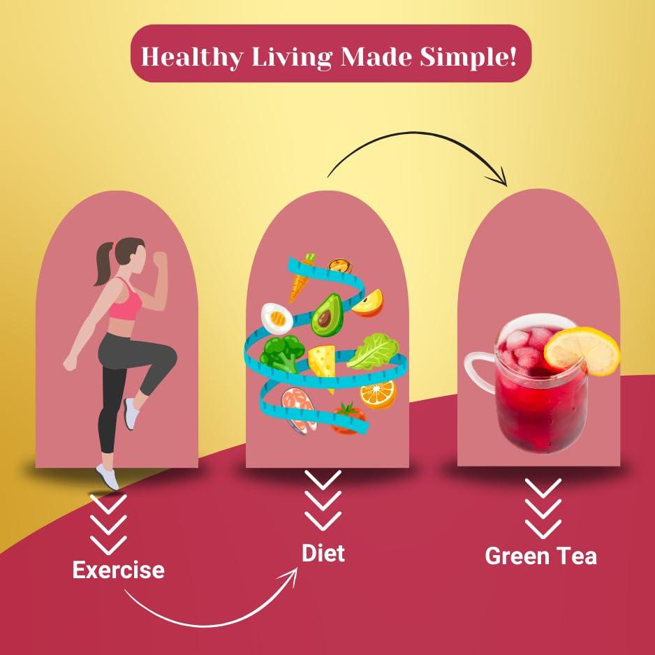 Tea Leaf & Co. Tea Leaf & Co. Sweet Hibiscus Cinnamon Green Tea (30 Pyramid Tea Bags Pack of 2) | Improves Immunity | Antiseptic Properties | Boost Sleep Quality - Brew Hot Tea or Iced Tea