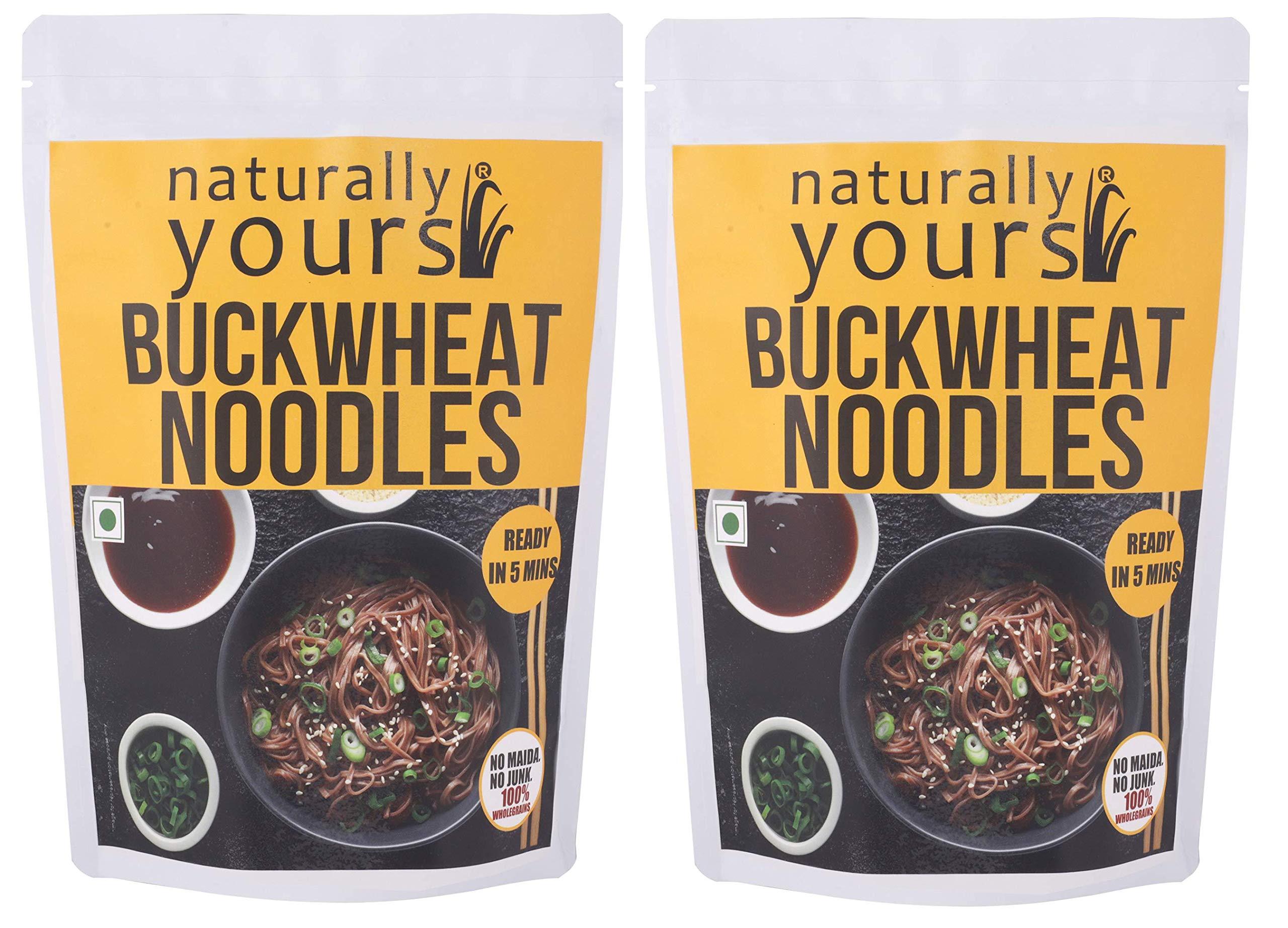 naturally yours Naturally Yours Healthy Buckwheat Soba Noodles, Made with 30% Buckwheat Flour & 70% Whole Wheat, Taste Maker Included, No Maida, Not Fried, 100% Natural, No Artificial Preservatives or MSG, 180g Each, Net Weight 360g (Pack of 2)