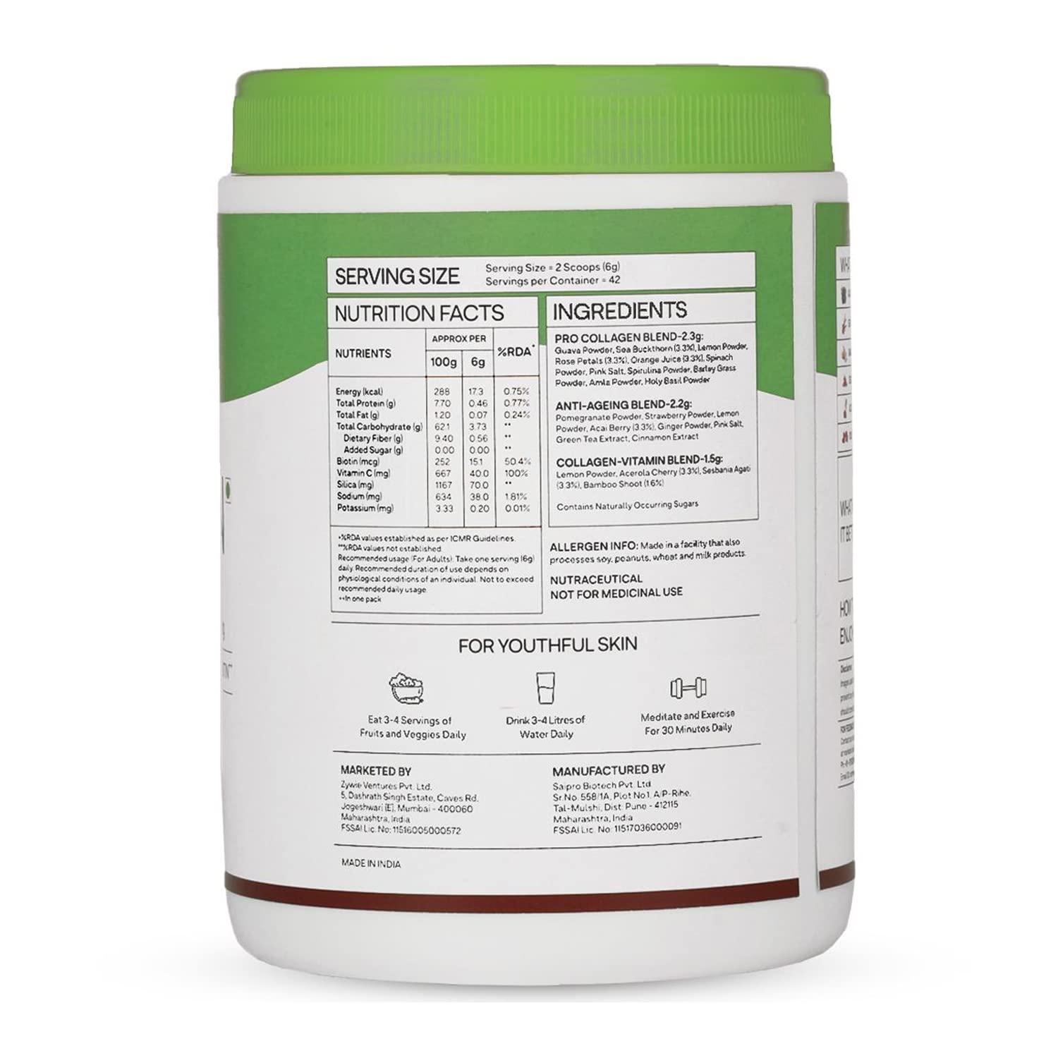 OZiva OZiva Plant Based Collagen Builder for Glowing & Youthful Skin | Collagen Powder for Women & Men | With Biotin, Silica & Vitamin C (Collagen Berry Orange + Biotin Xtra)