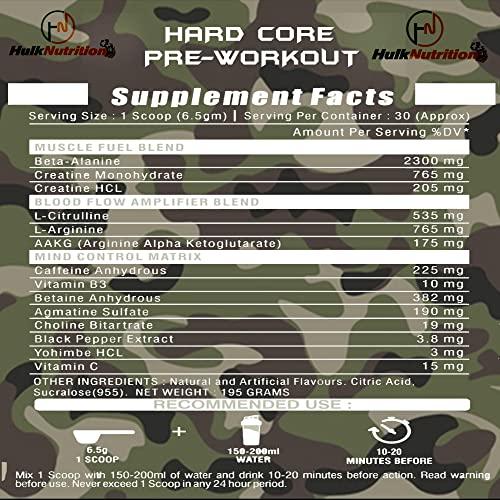 HulkNutrition Hulk Nutrition CITRULLINE, ARGININE, BETA ALANINE POWDER [30 Servings, Pina Colada] Free Gym Shaker Sipper Bottle