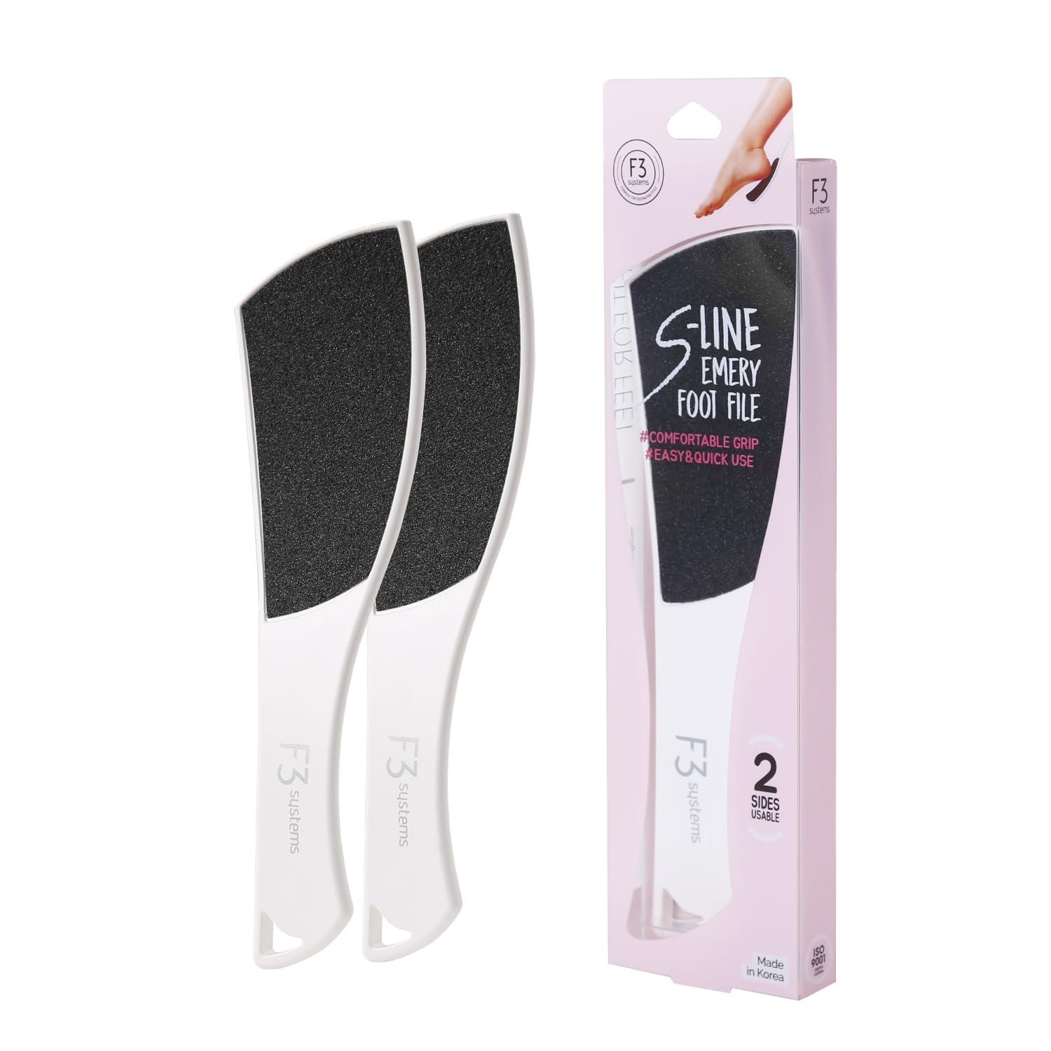 F3 systems F3 Systems S-Line Emery Foot file, Colossal Double-Sided Pedicure Tool, Effective for Cracked Heel, Ergonomic Design for Easy Grip (2Pcs)