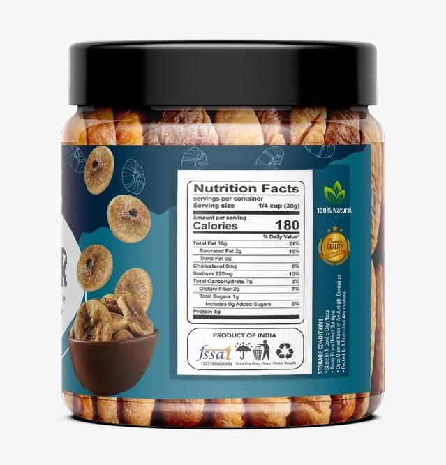 GREEN CROP GREEN CROP Afghani Anjeer | Dried Figs | Natural, Rich in Iron, Fibre & Vitamins Fig/Afghanistan Anjir Dry Fruit 500 gm Jar Pack (Pack Of 2)