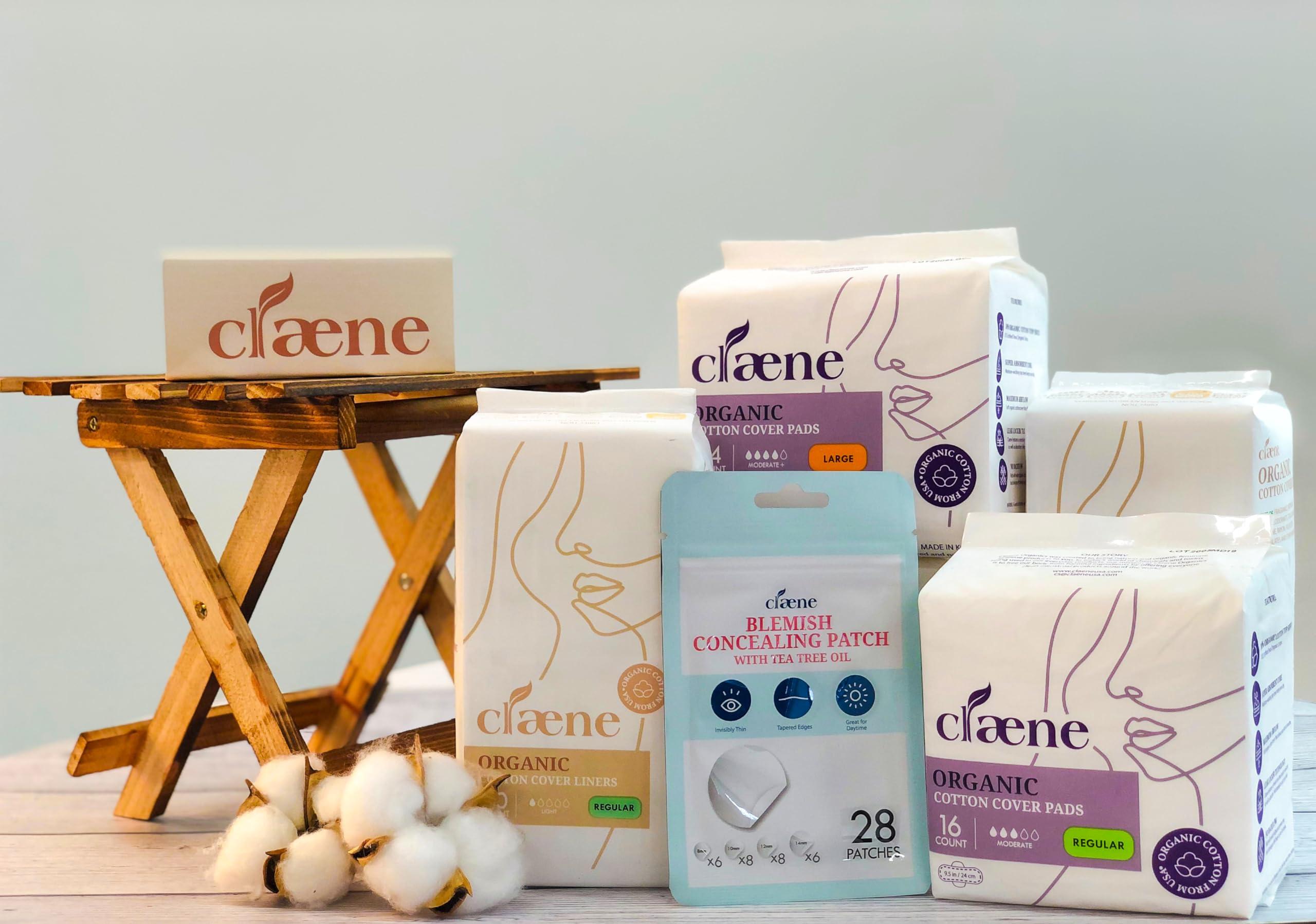 CLAENE Claene Organic Cotton Panty Liners, Unscented,Thin, Daily, Breathable, Light Incontinence, Natural Pantyliners, Menstrual Pads for women (Regular, 50P)