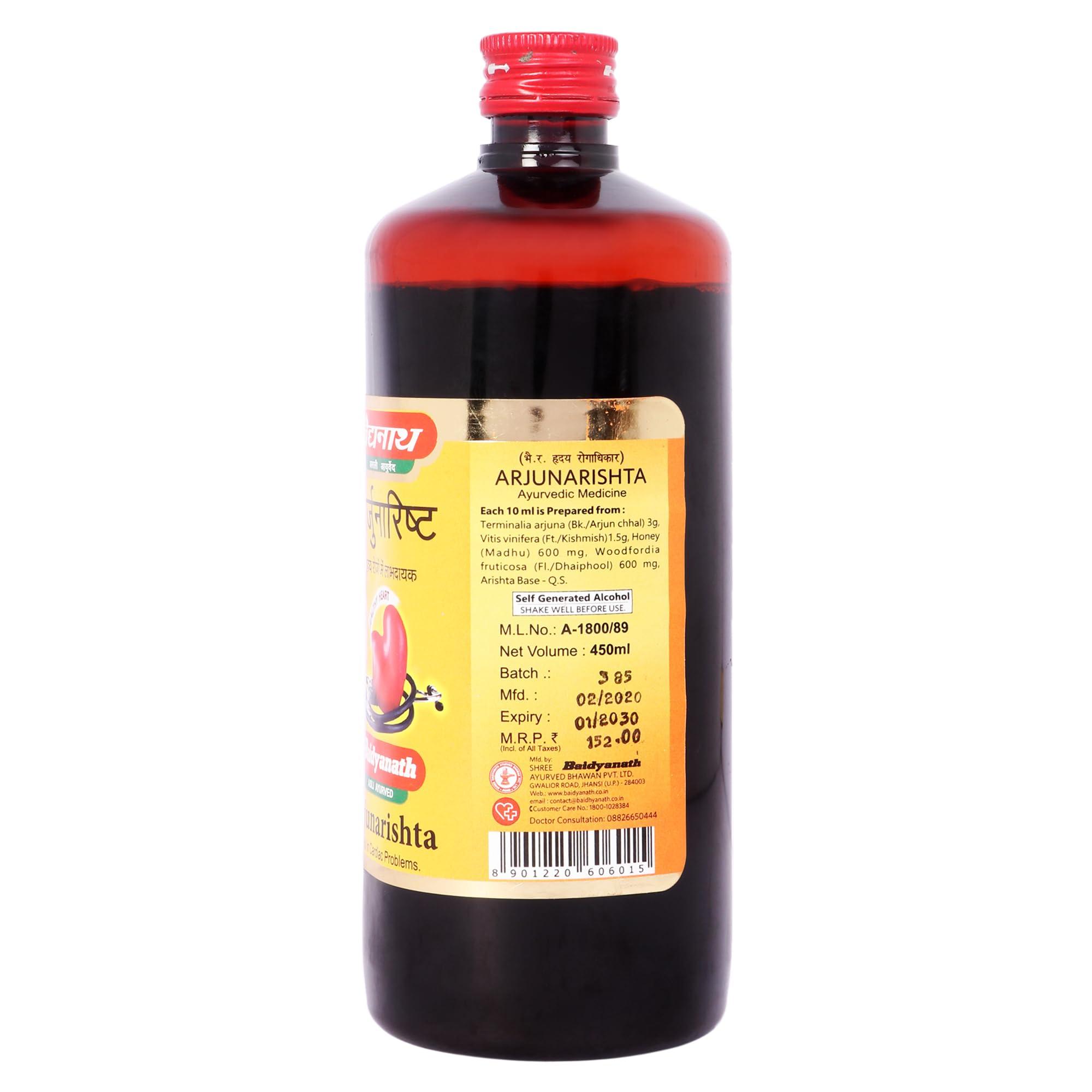 Ayurvedant Baidyanath Arjunarishta Syrup for Healthy Heart Care and Digestion Tonic - 450 ml