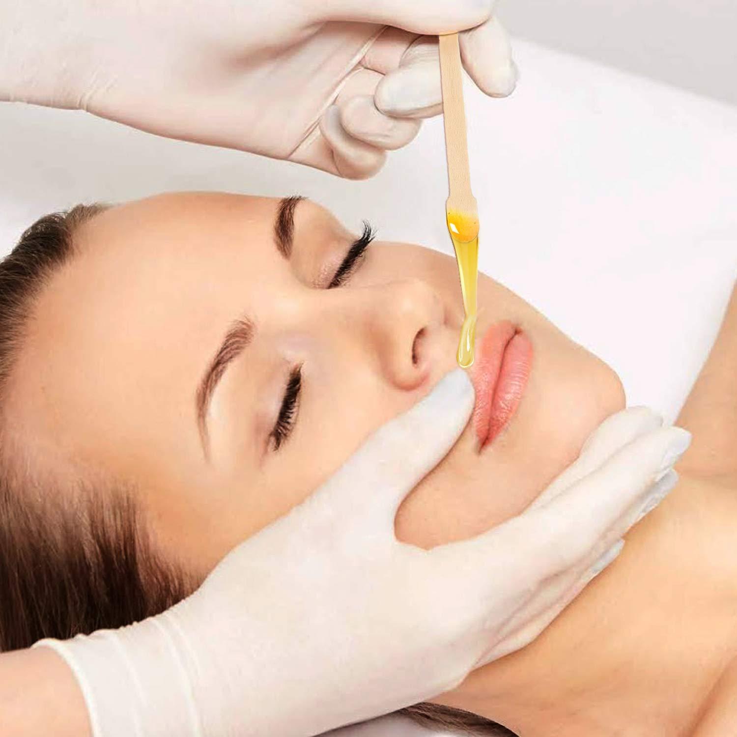 Mibly Mibly Wooden Wax Sticks 200 Pack - Eyebrow, Lip, Nose Small Waxing Applicator Sticks for Hair Removal and Smooth Skin - Spa and Home Usage (Pack of 200)