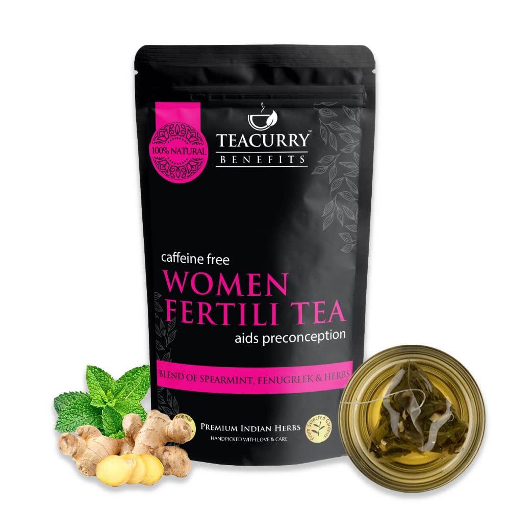 TEACURRY TEACURRY Women Support Tea - 1 Month, 100 gms - Spearmint, Asparagus, Shatavari, Nettle - Helps with Hormonal Balance, Tubal Blockage, Fibroids and Menopause (100 Grams | 1 Month Pack)