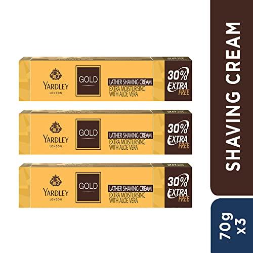 Yardley Yardley London Gold Extra Moisturising Lather Shaving Cream with Aloe Vera| Daily Beard Shaving Cream for Men| Pack of 3 (91g each)