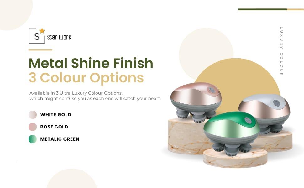 STAR WORK STAR WORK 3 In 1 Electric Scalp Massager | Portable Head Massager Electrical Handheld Head Scratcher for Body Massage, Hair Growth, and Stress Relax (ROSE GOLD)