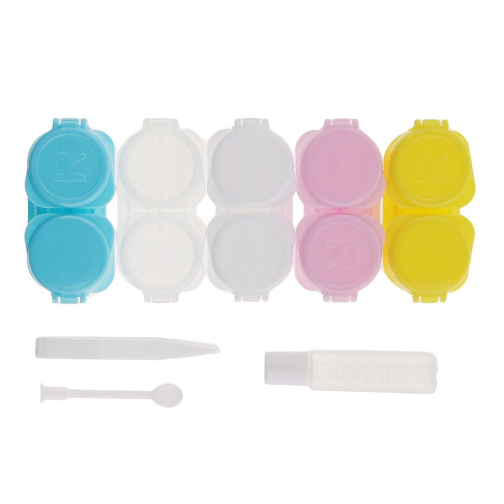 MERISHOPP MERISHOPP 5 Piece Clear Contact Lens Case Set Travel Cleaner Washer Holder Storage Box