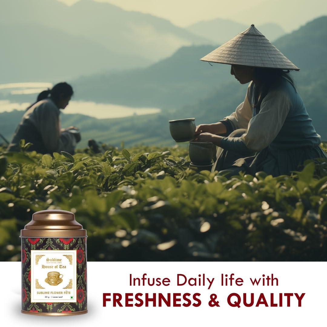 Sublime Inspiring Awe Sublime House of Tea | Flower Fete (50g) | Boosts Immunity and Gut Health, Great For Skin and Hair | Every Tea Lover's Delight