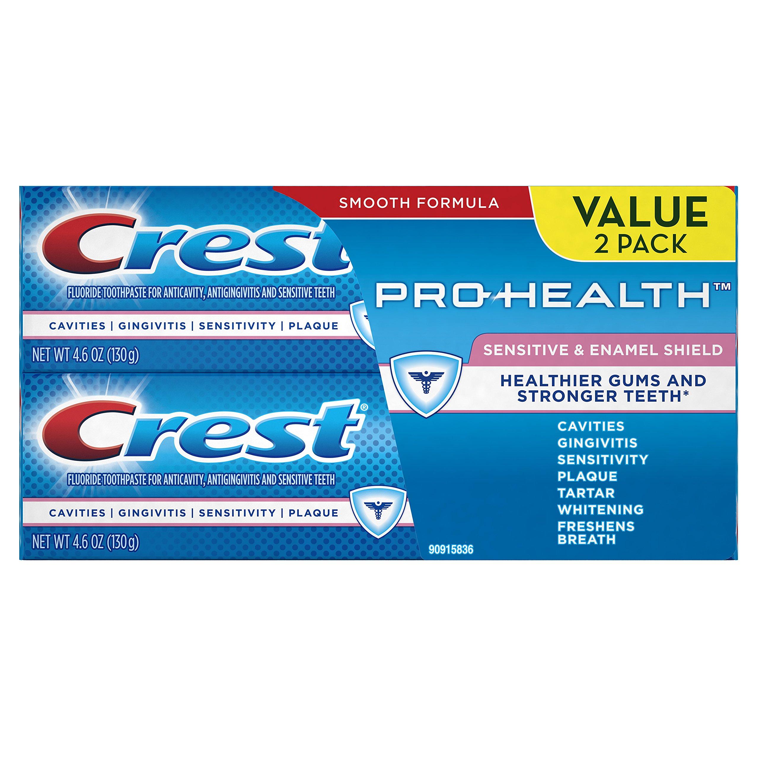 Crest Sensitive & Enamel Shield , 4.6 Ounce Twin Pack : Crest Pro-Health Sensitive & Enamel Shield Toothpaste, 4.6 oz