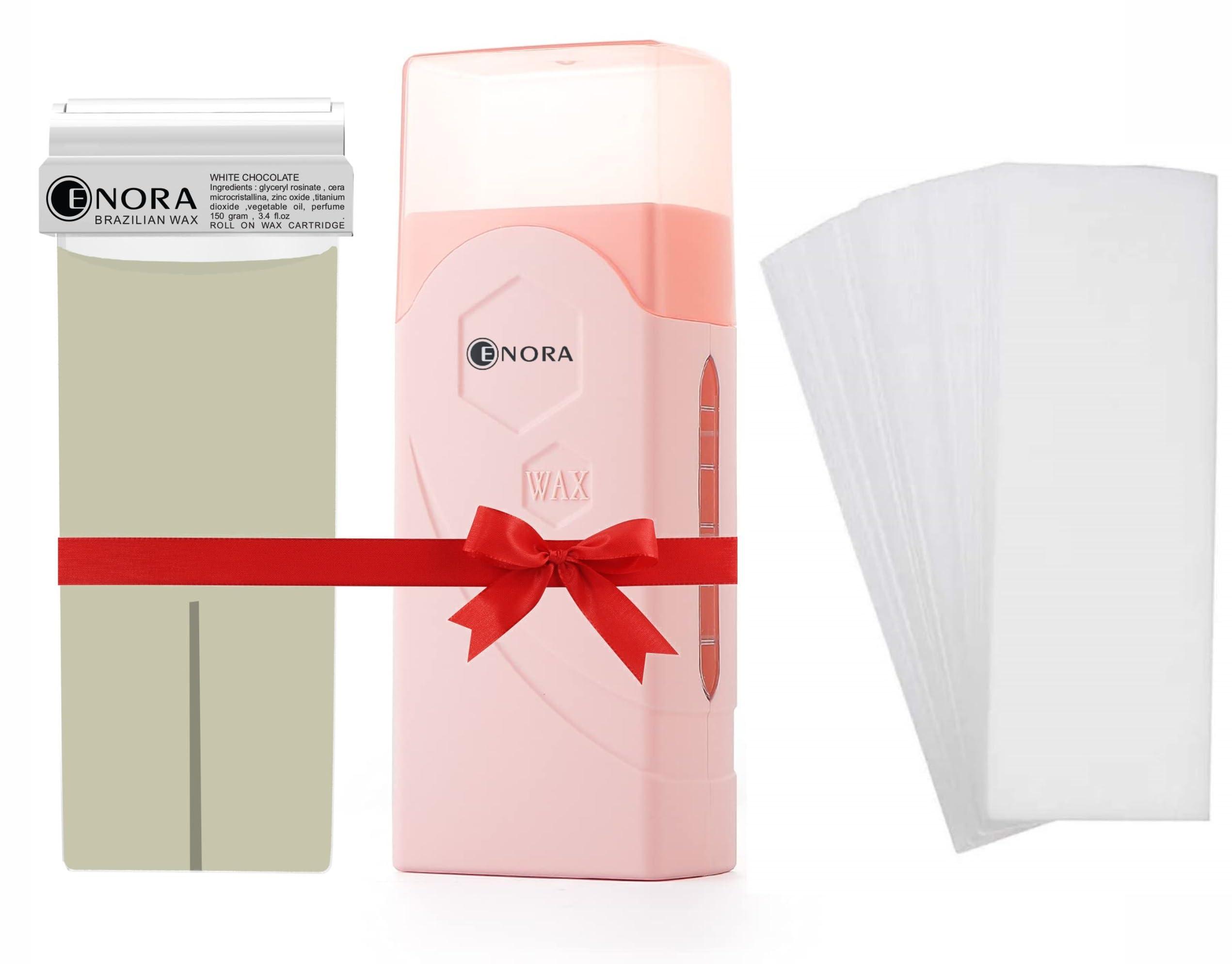 ENORA ENORA Roll On Wax Kit, Waxing Kit For Hair Removal With 1 Soft Wax Cartridge And Wax Strips, Professional Wax Heater Machine For Women Sensitive Skin(White Chocolate, 150 G)
