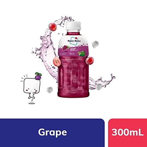 Mogu Mogu Mogu Mogu Grape Juice with 25% NATA De Coco | Energy Booster Drink | Full of Fruit Fibres | No Added Preservatives and Colours - (Pack of 9, 300ml Each)