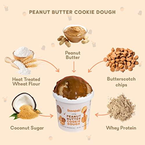 Scoopski Scoopski Edible Cookie Dough Pack of 2 Peanut Butter + Monster, | 4 ways to Eat - Eat Raw, Dunk It, Bake Into Cookies, Top it Over Dessert | No Raw Flour, No Artificial Preservatives, Eggless, 220gm