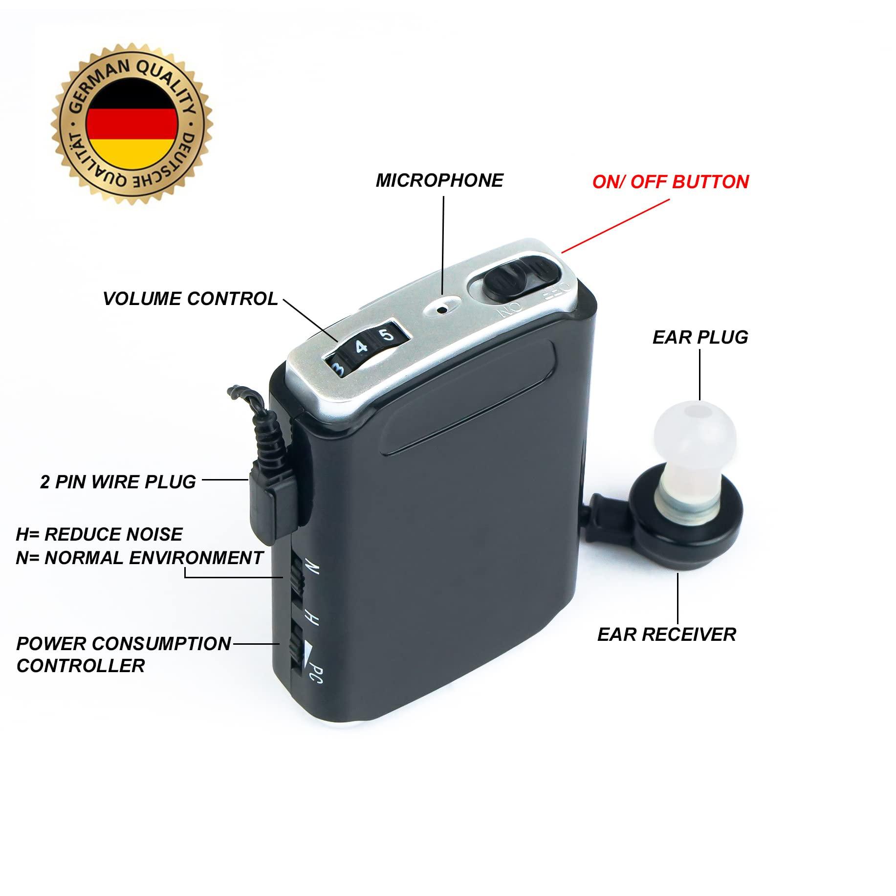 KELIX Kelix Premium Smart Auto Semi Digital Black Stylish Hearing Aids Machine 8 Channel, Pocket Model Hearing aid Ear Machine for All Age Group, Long Battery Life Kaan Ki Machine