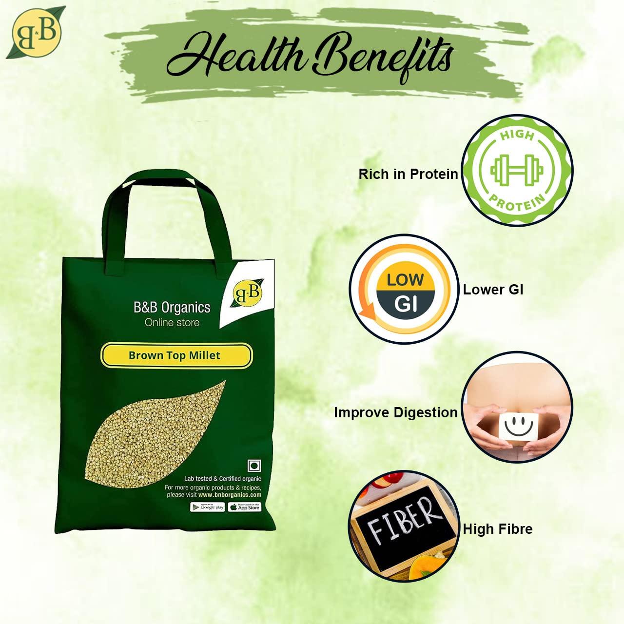B&B Organics B&B Organics Browntop Millet (5 kg)/Authentic Kula Saamai Arisi/Certified Organic/Fibre&Nutrient Rich Millet