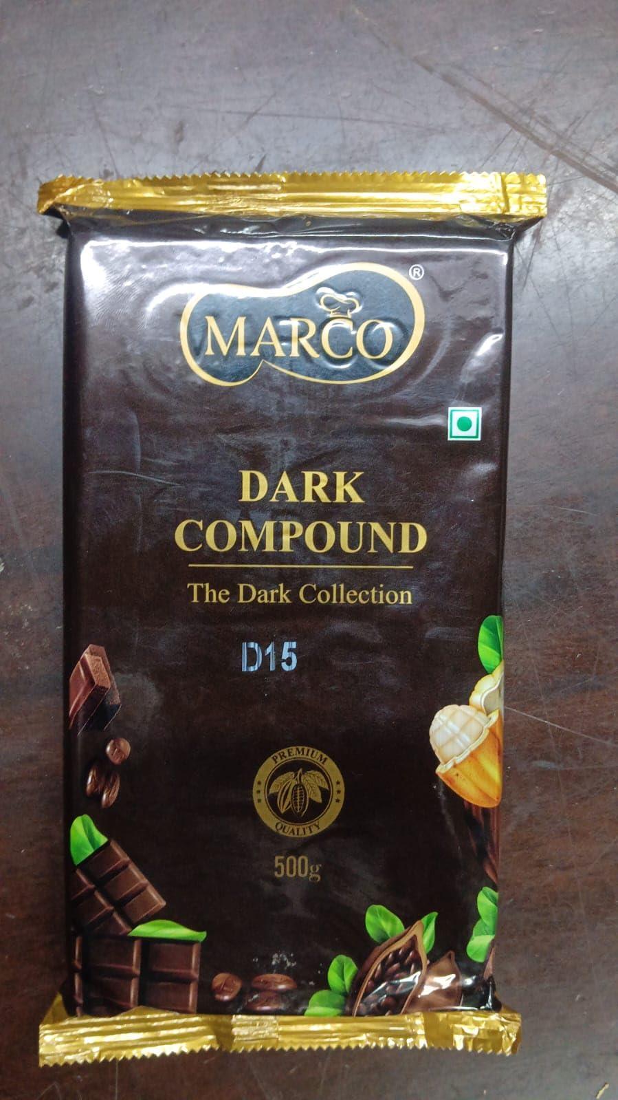 Konfiz MARCO Dark Chocolate Compound Slab Perfect for making Cookies, Cakes, Icecream, Chocolates & many more (Pack of 1, 500 gm)