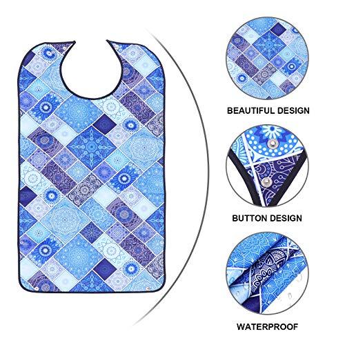 HEALLILY Adult Mealtime Bib Protector Waterproof Elderly Eating Apron Clothing Protector