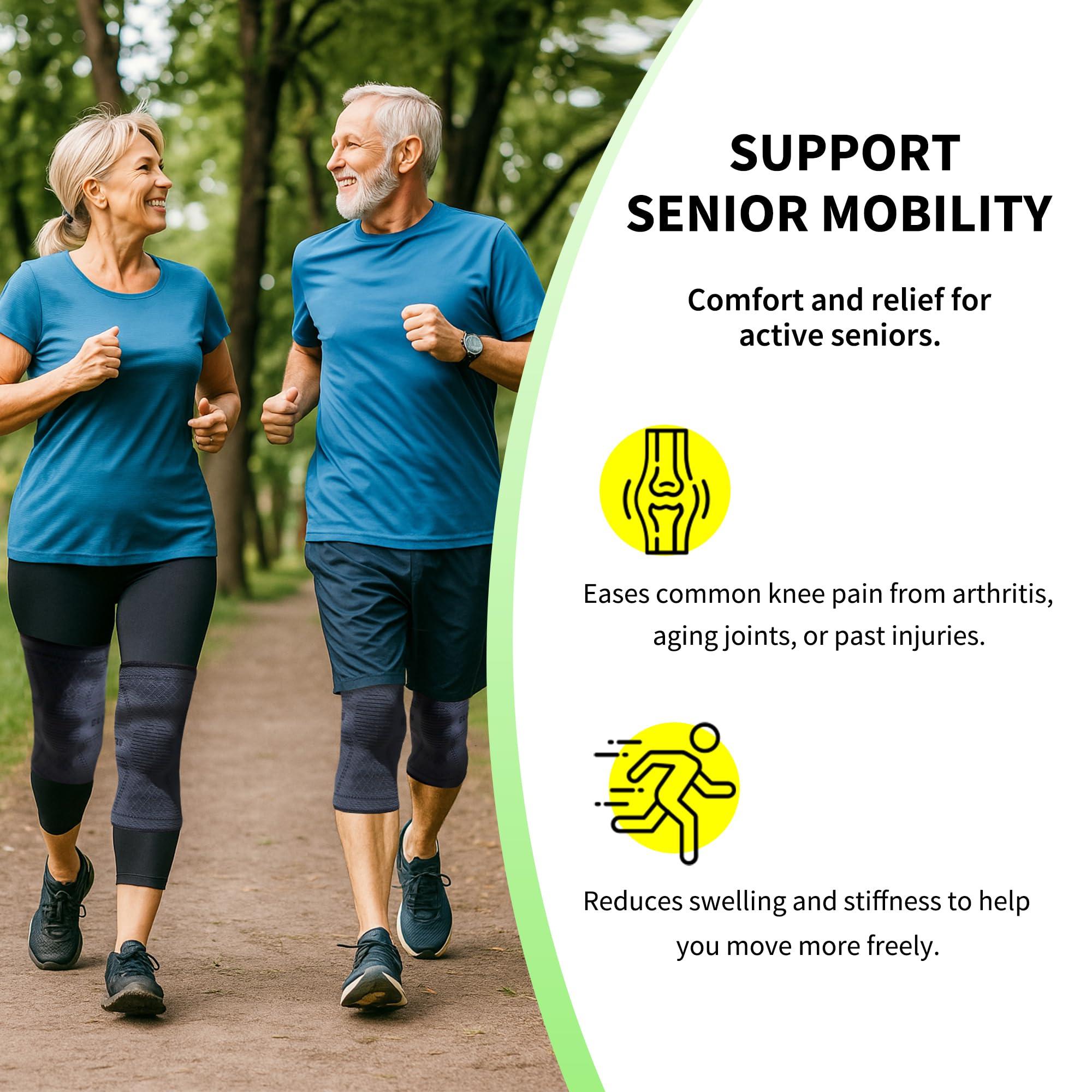 BLITZU BLITZU Flex Plus Compression Knee Brace Men and Women for Joint Pain, ACL MCL Arthritis Relief Meniscus Tear Support for Running Gym Workout Recovery Sleeves Strap Patella 7mm 5mm Neoprene Pad