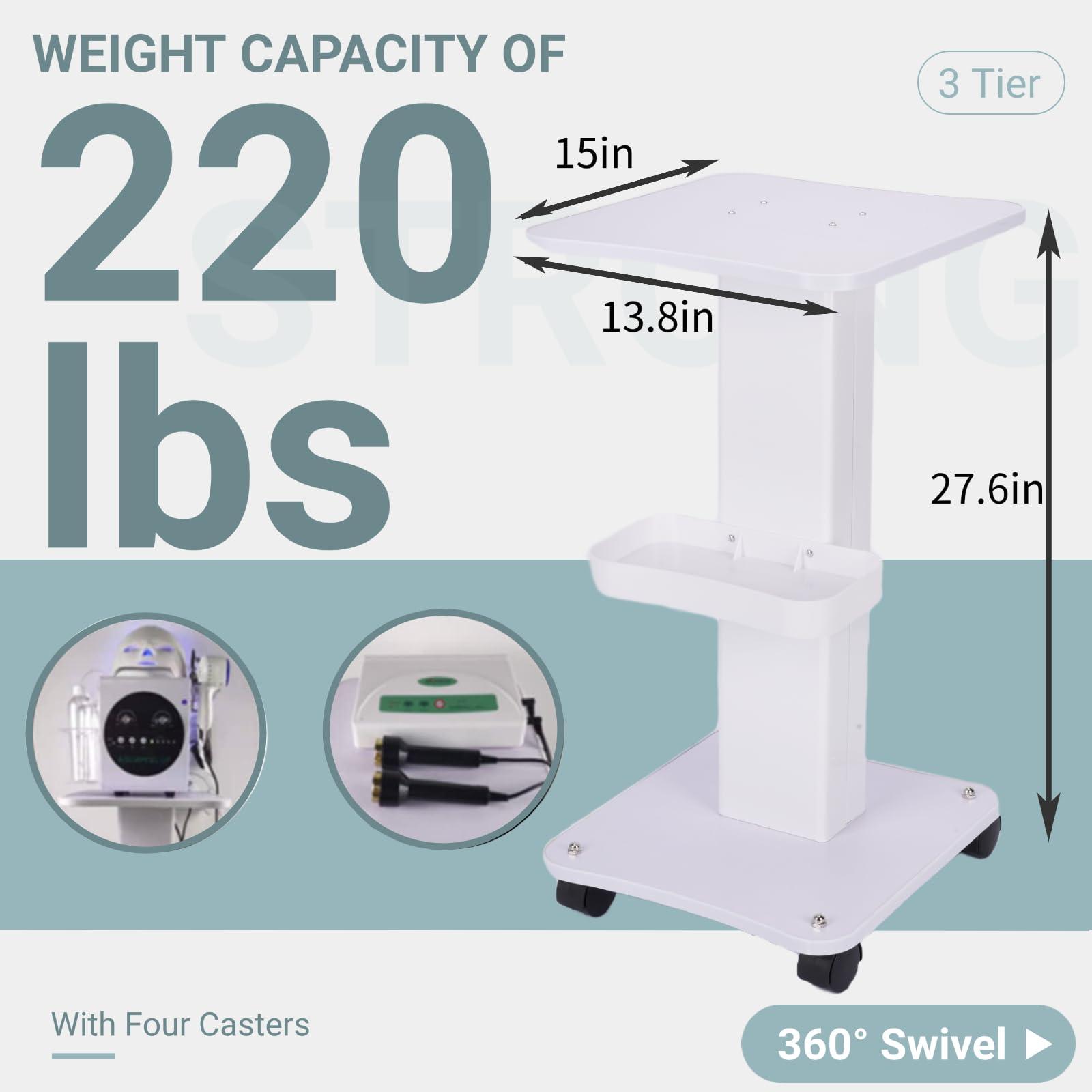 KIYO KIYO Beauty Salon Trolley Cart, Professional Trolley Wheel Stand Hair Salon Beauty Mobile Cart White Storage Spa Cart Rolling Trolley Hair Instrument